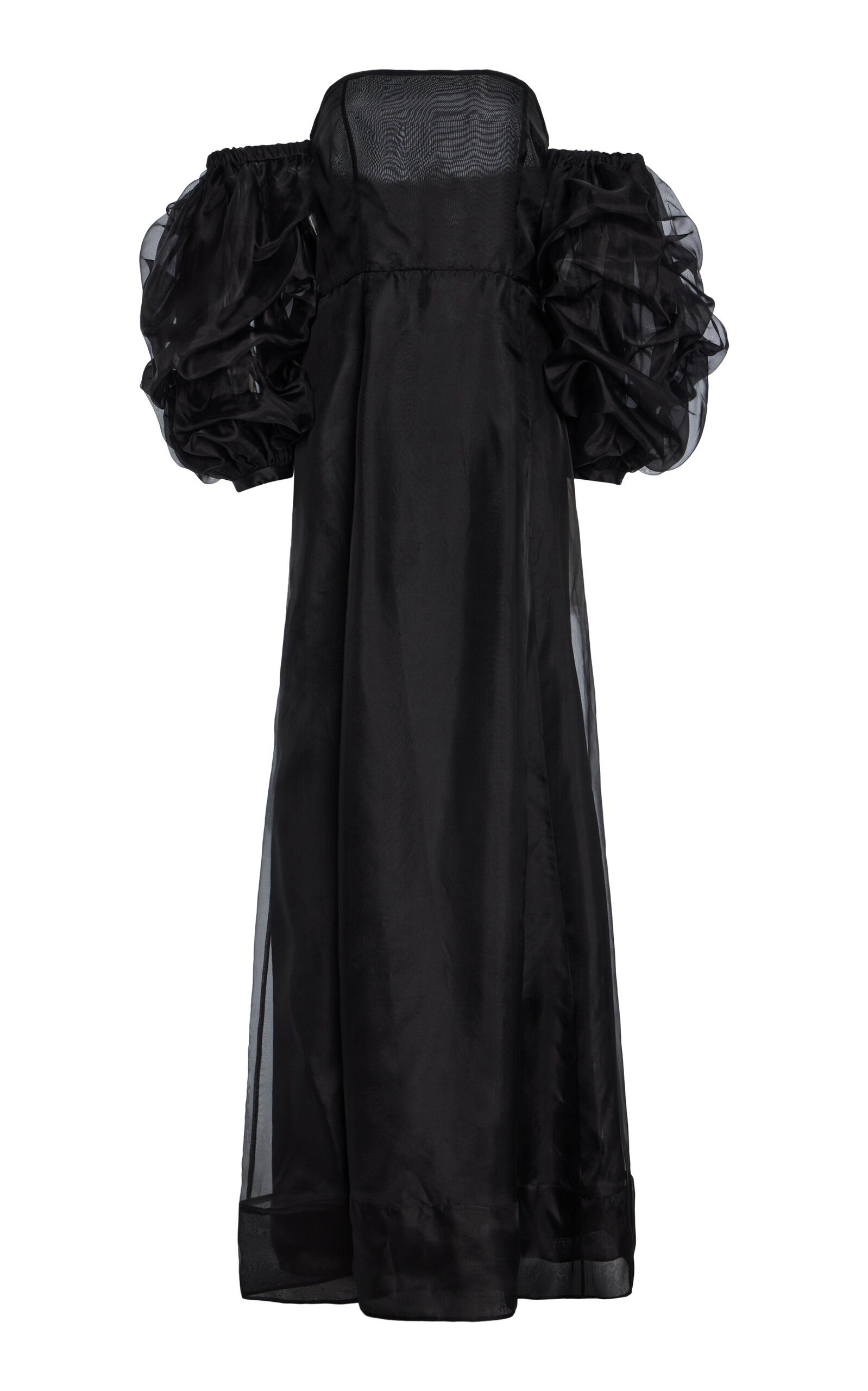 Mel Usine Liliane Rouched Silk-organza Dress In Black