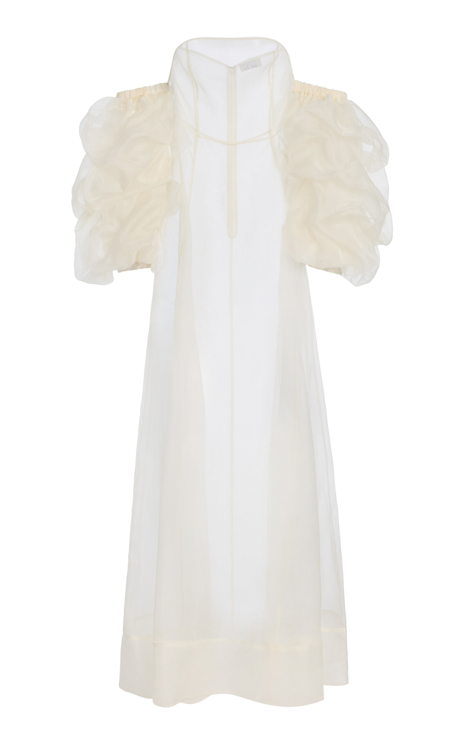 Mel Usine Liliane Rouched Silk-organza Dress In White