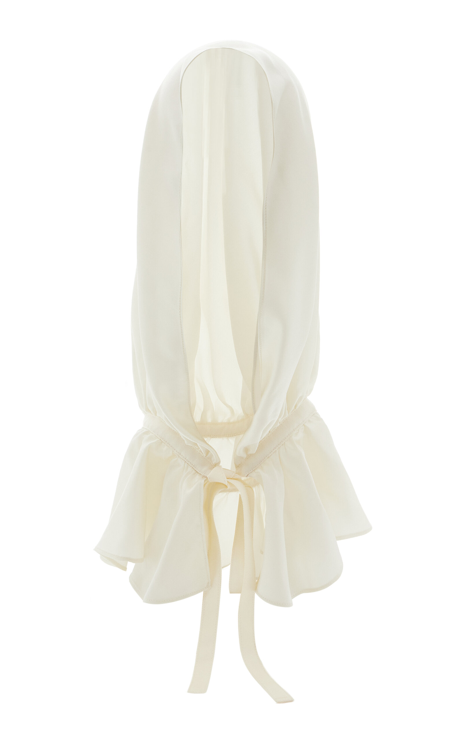 Mel Usine Jeanne Tie Fastening Silk-Charmeuse Hood - Off-White - OS