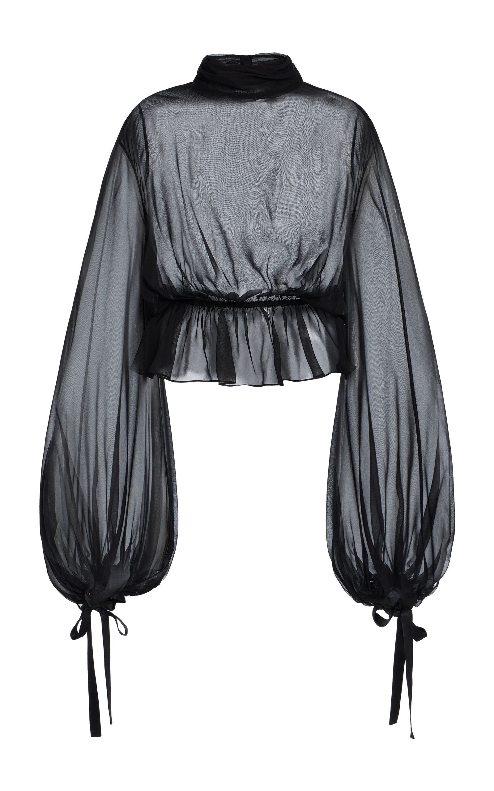 Mel Usine Philippa Sheer Silk-Chiffon Top - Black - XS