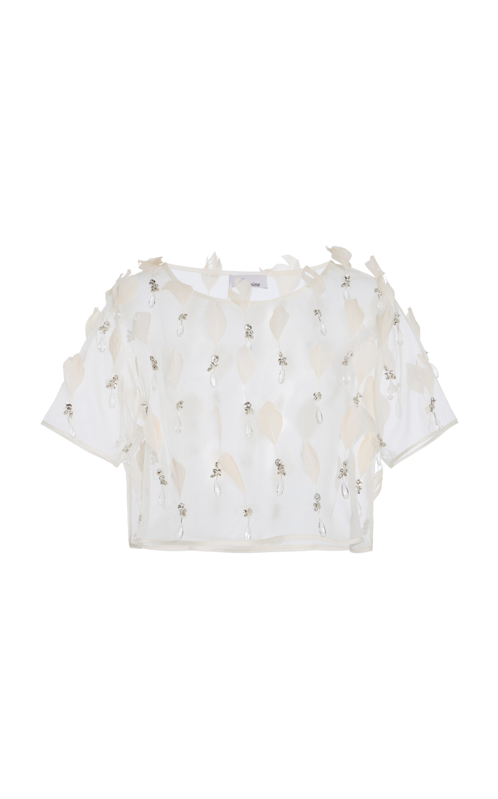 Mel Usine Elea Embroidered Silk Top In White