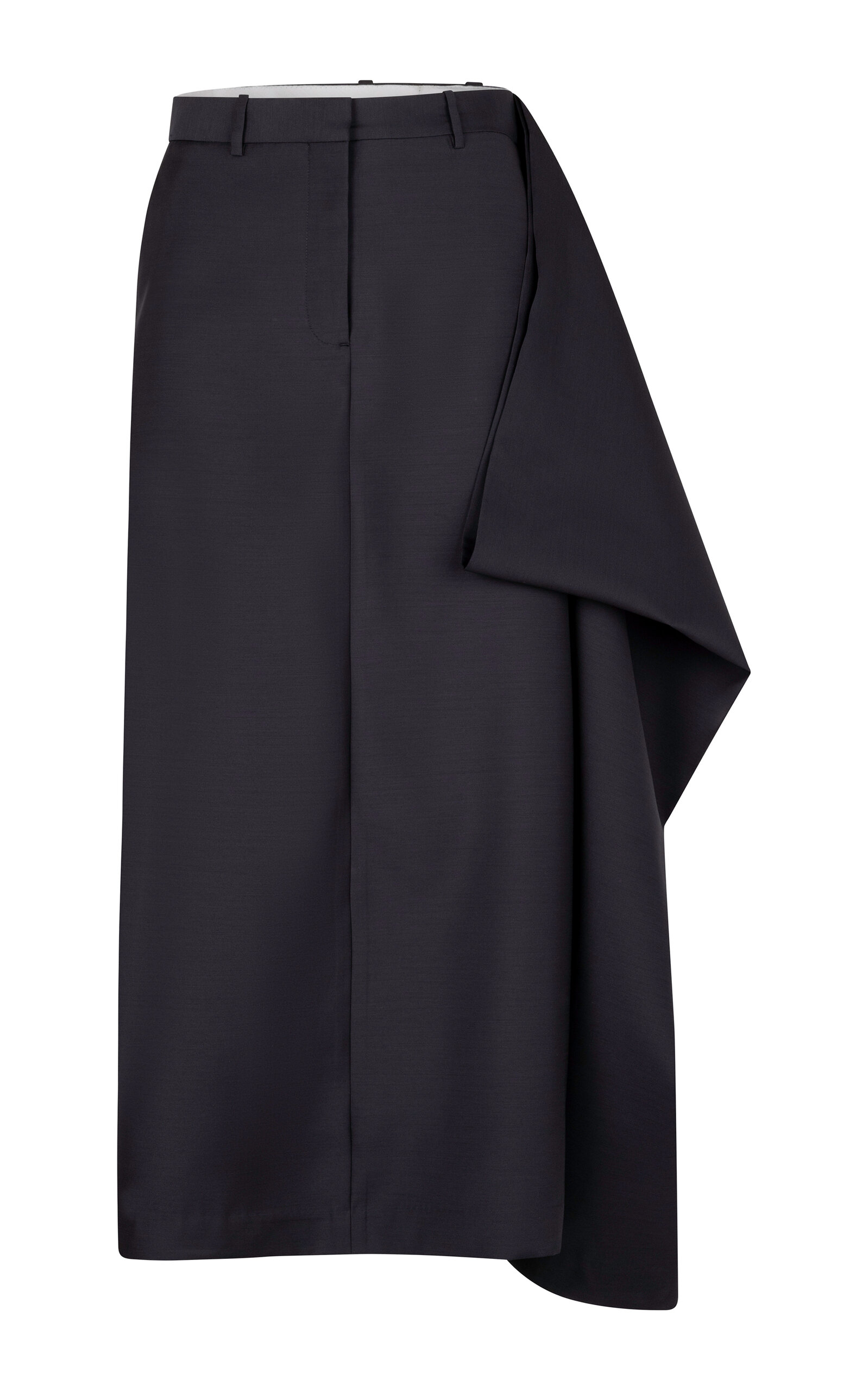 Heirlome Augusta Draped Wool-silk Midi Skirt In Black