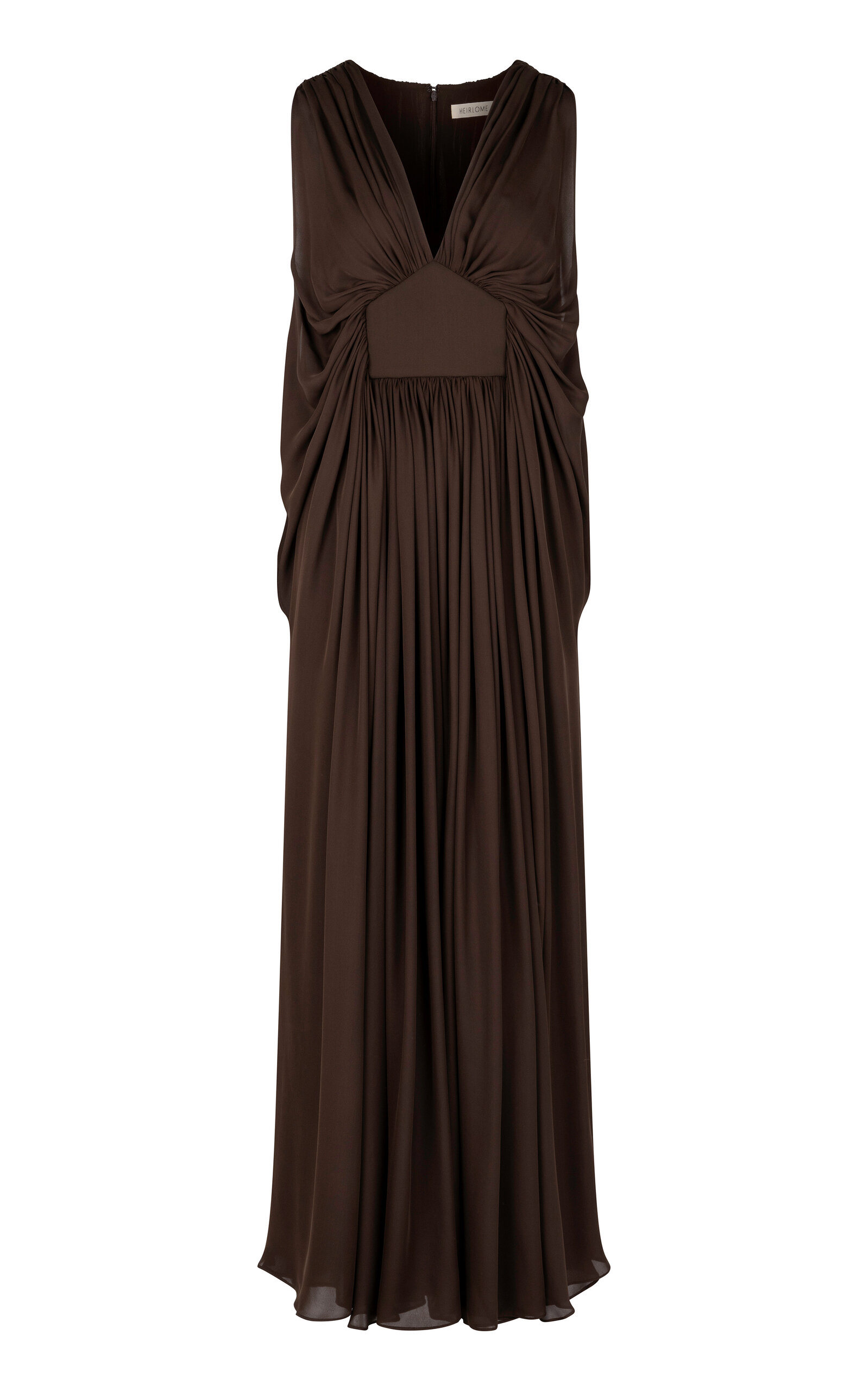 Heirlome Jolie Silk Maxi Dress In Brown