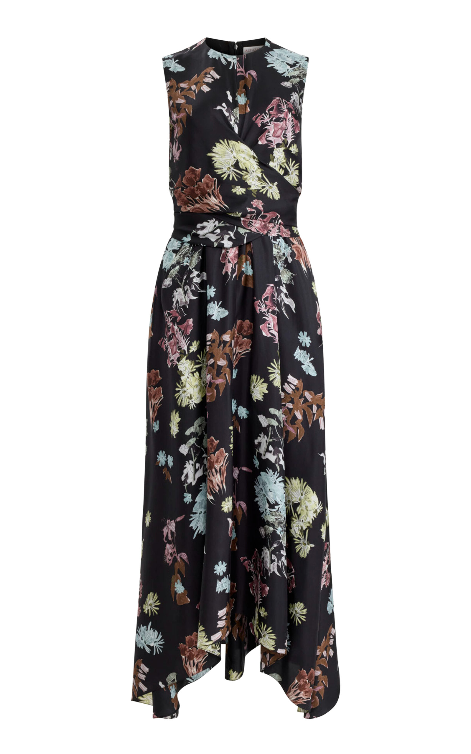 Altuzarra Penny Floral-printed Silk Midi Dress In Black