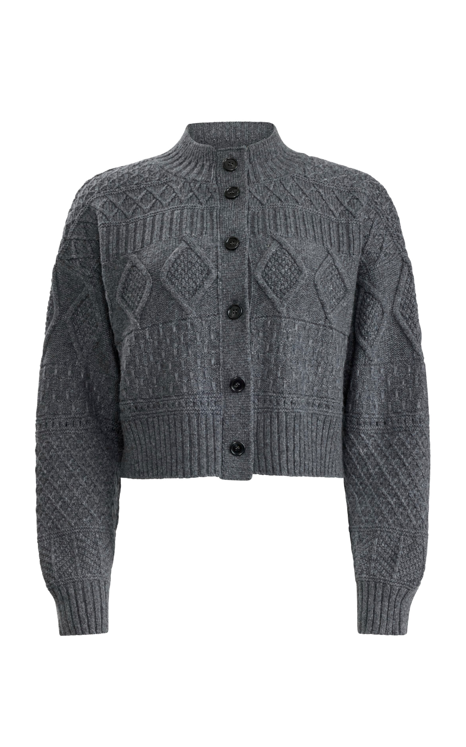 Altuzarra Amory Cable-Knit Wool-Blend Cropped Cardigan - Grey