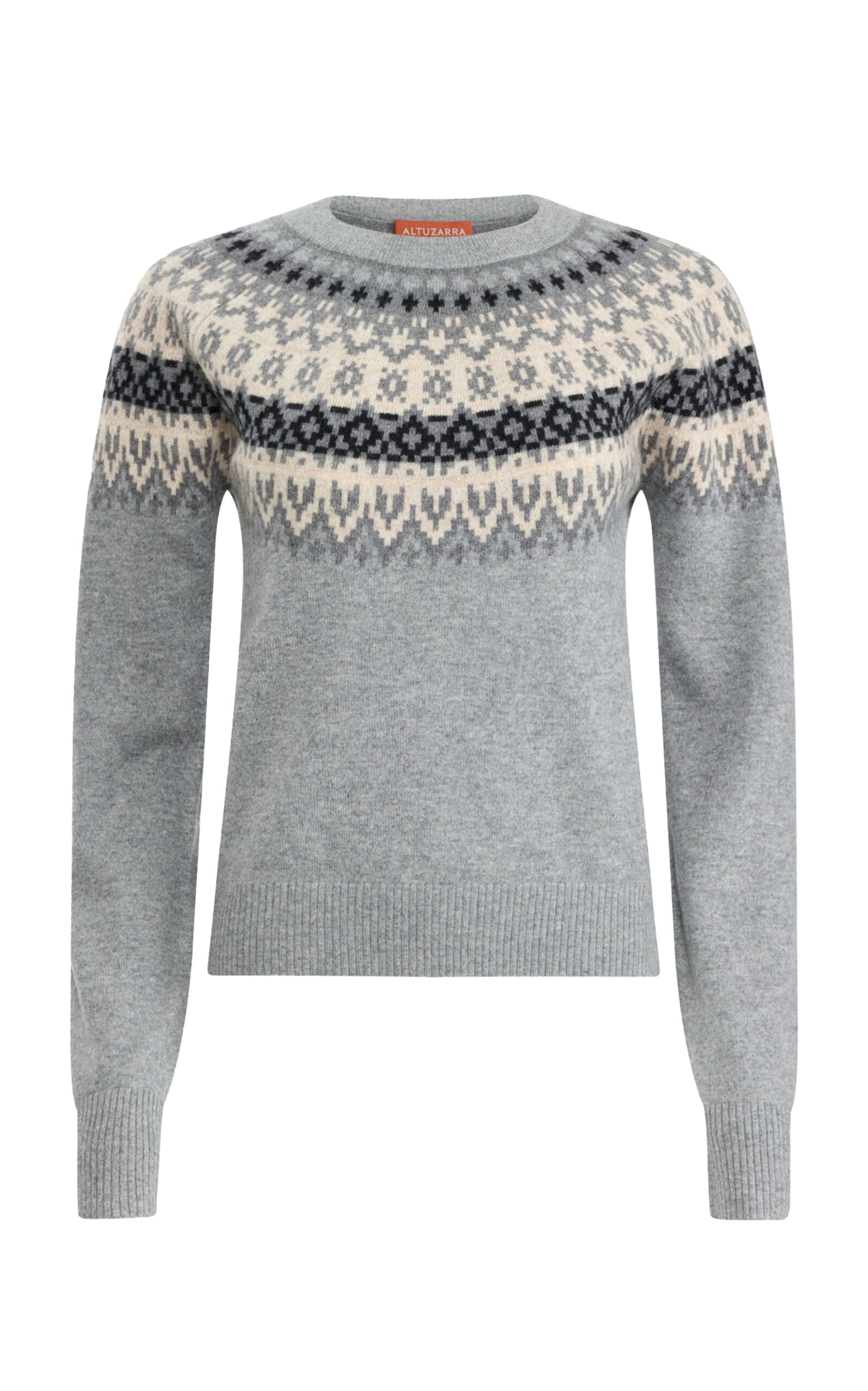 Altuzarra Sayle Fair Isle Wool-cashmere Sweater In Gray