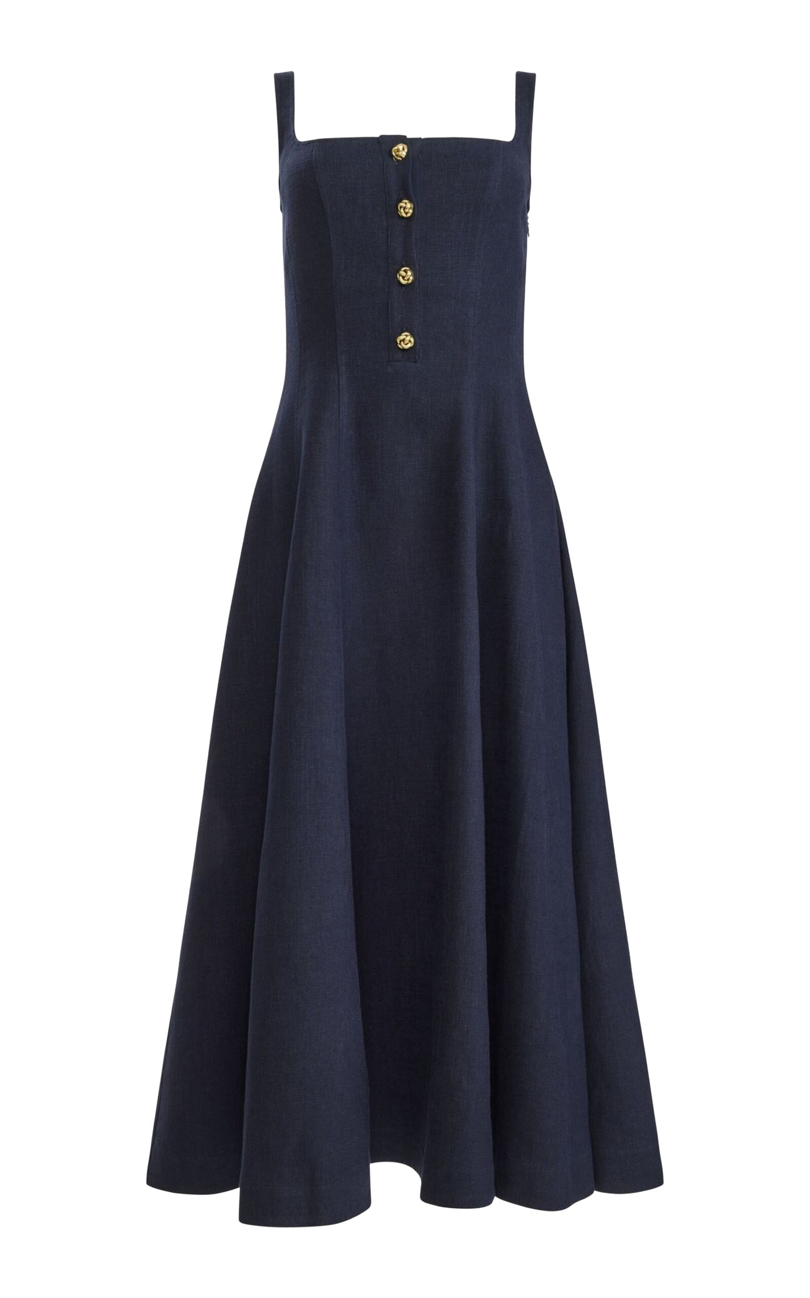 Altuzarra Orrie Linen-blend Midi Dress In Blue