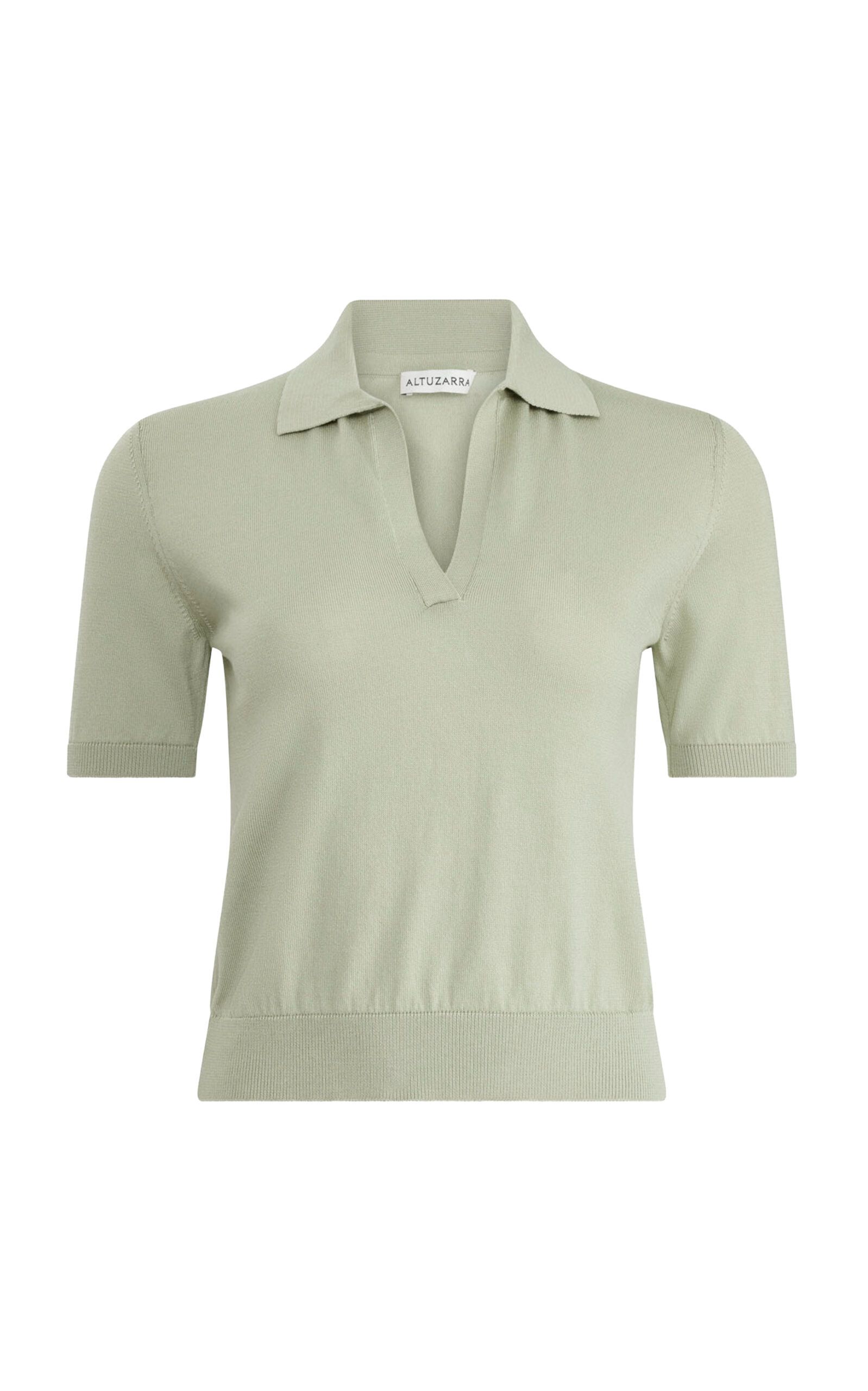 Altuzarra Clay Knit Cotton-Silk Polo Top - Green - XL
