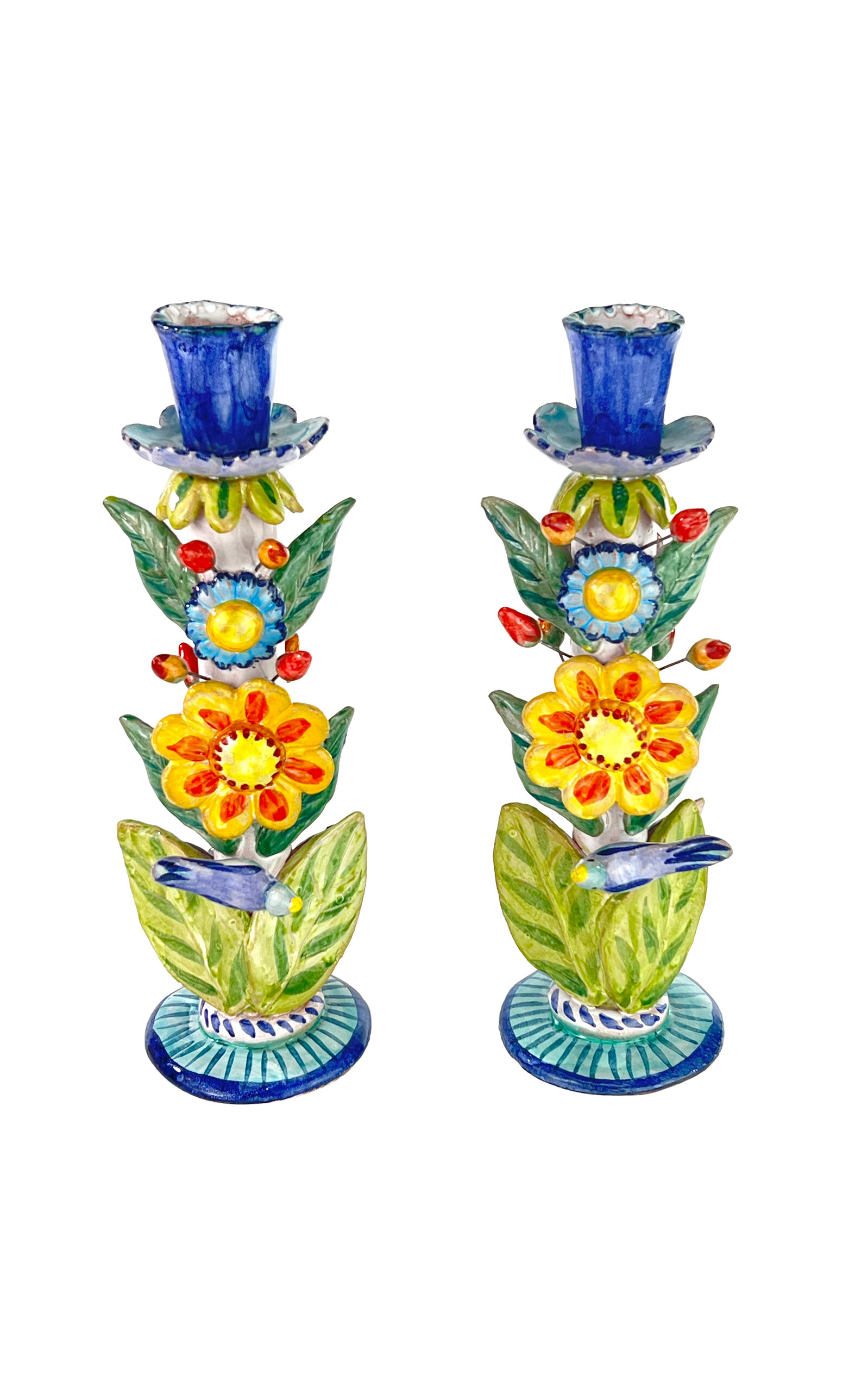 Liz Lauter Set-of-two Garden Candlestick Holders In Multi