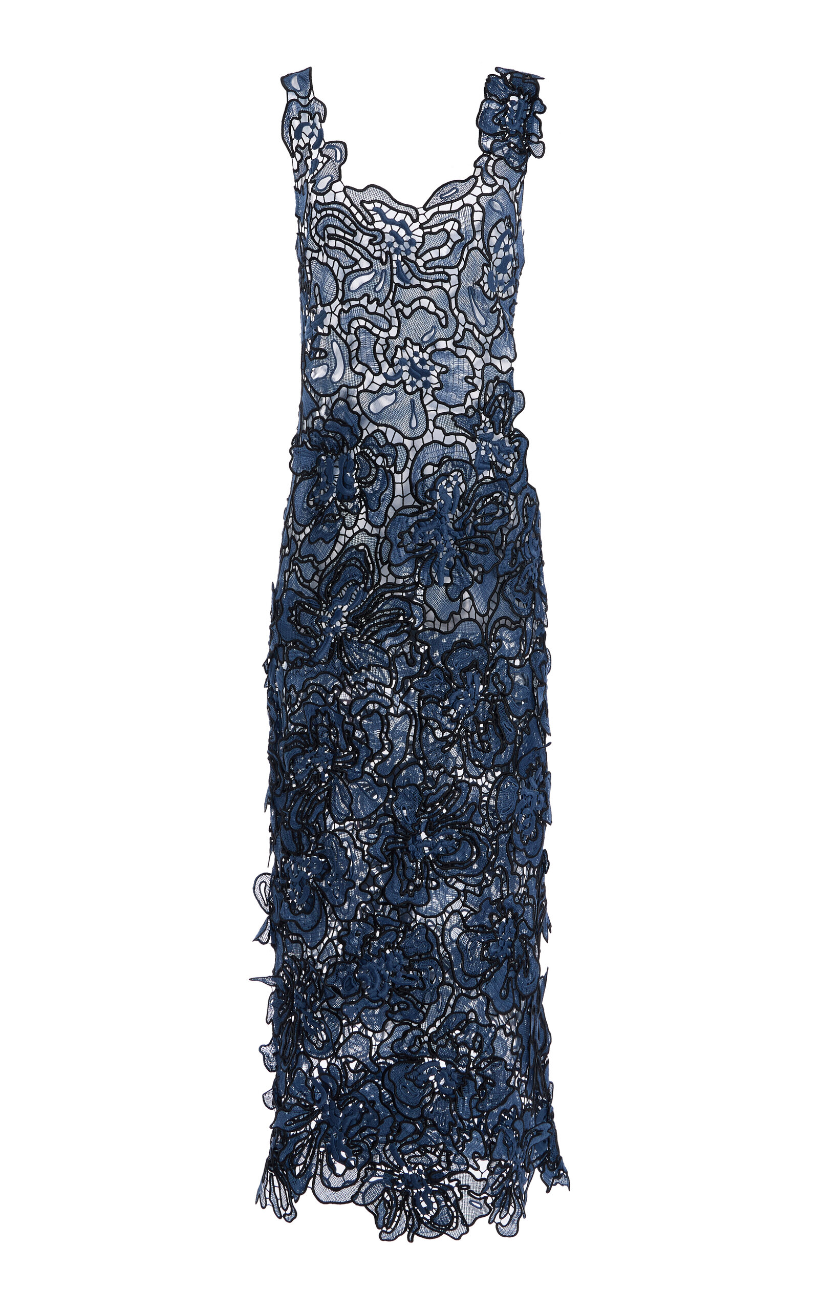 Simkhai Corinna Floral-lace Midi Dress In Blue