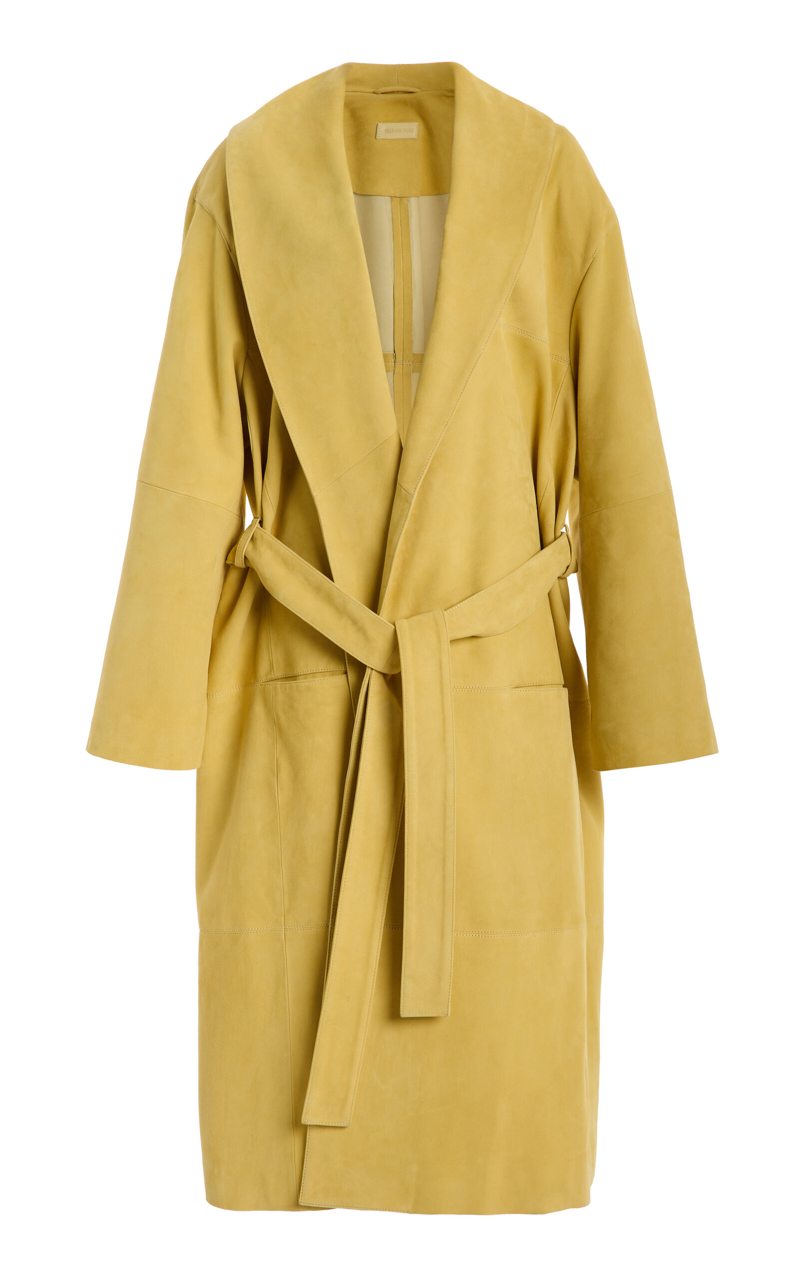 Simkhai Enola Lambskin-cotton Suede Trench Coat In Yellow