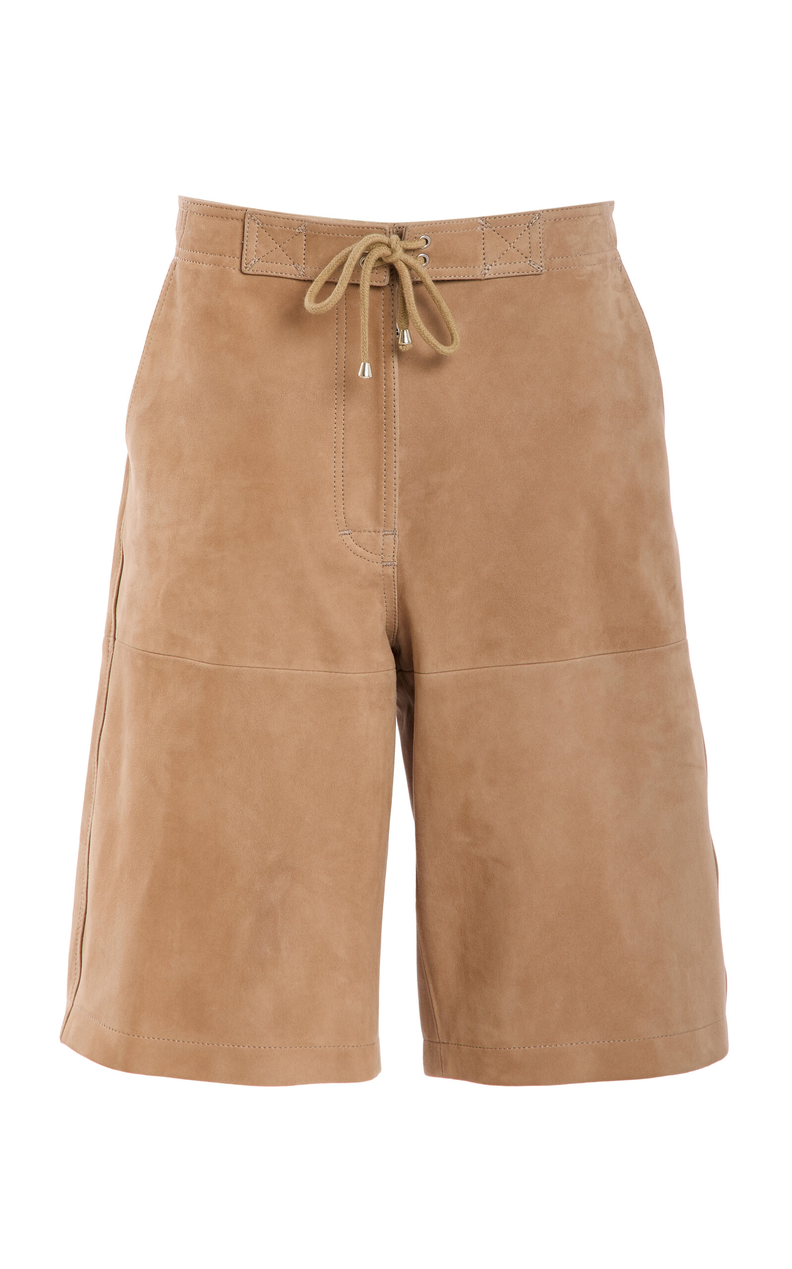 SIMKHAI Whitaker Lambskin-Cotton Track Shorts - Brown