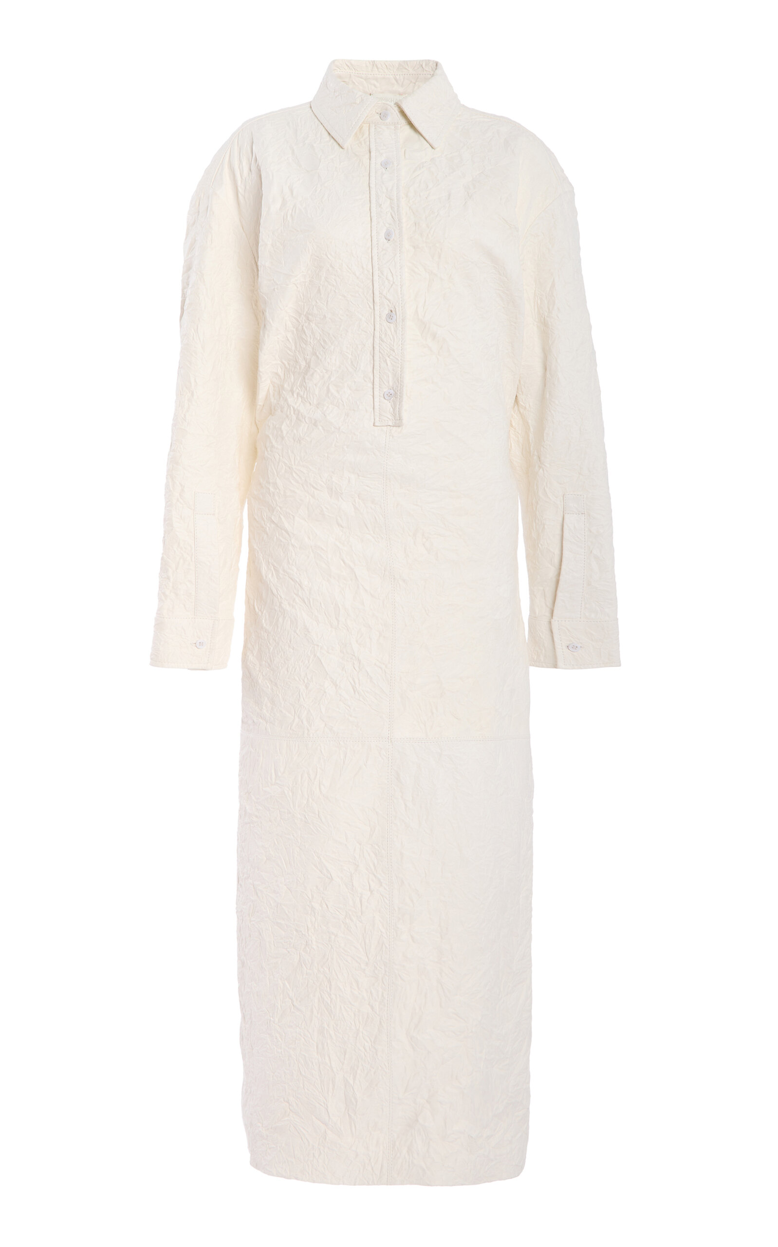 SIMKHAI Carroway Lambskin-Cotton Leather Midi Dress - Ivory