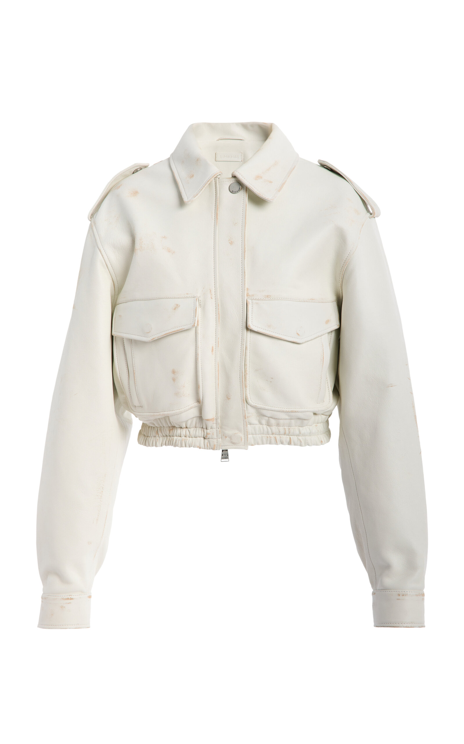 Simkhai Nadine Coated Leather Jacket In White