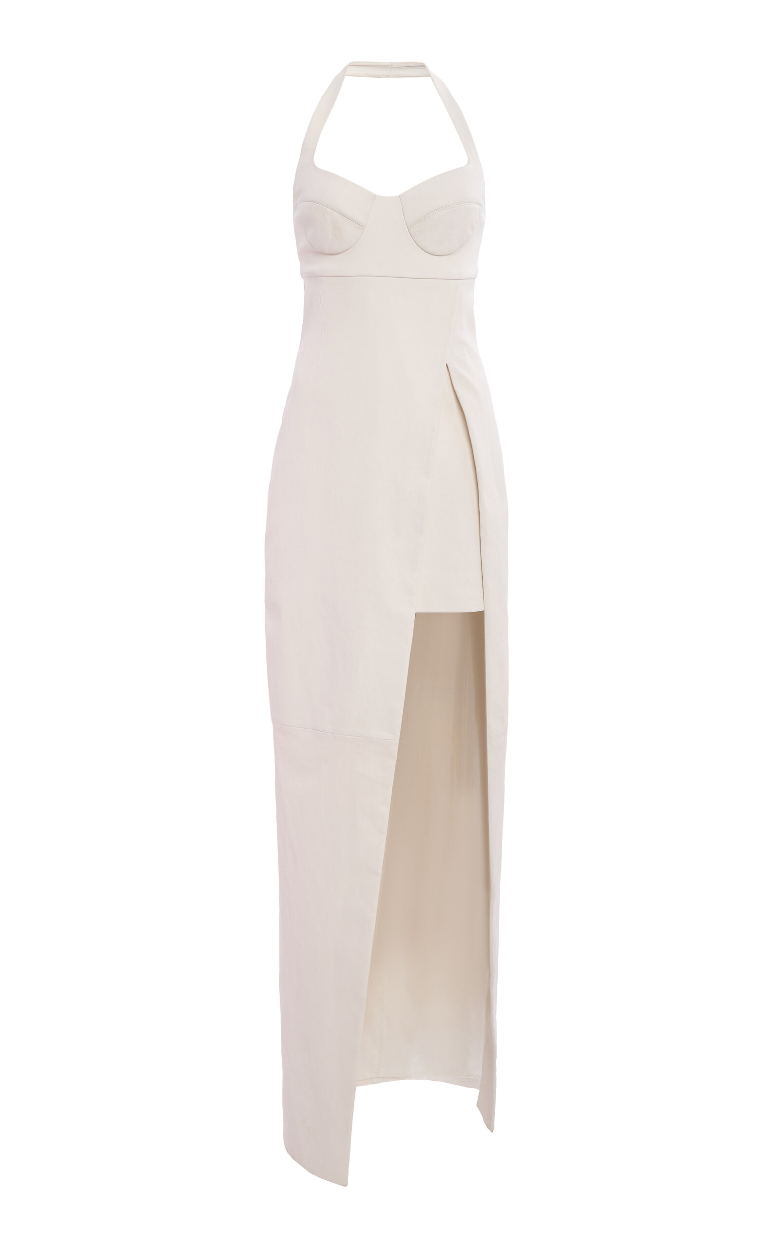 Simkhai Cassidy Draped Leather Mini Dress In Neutral