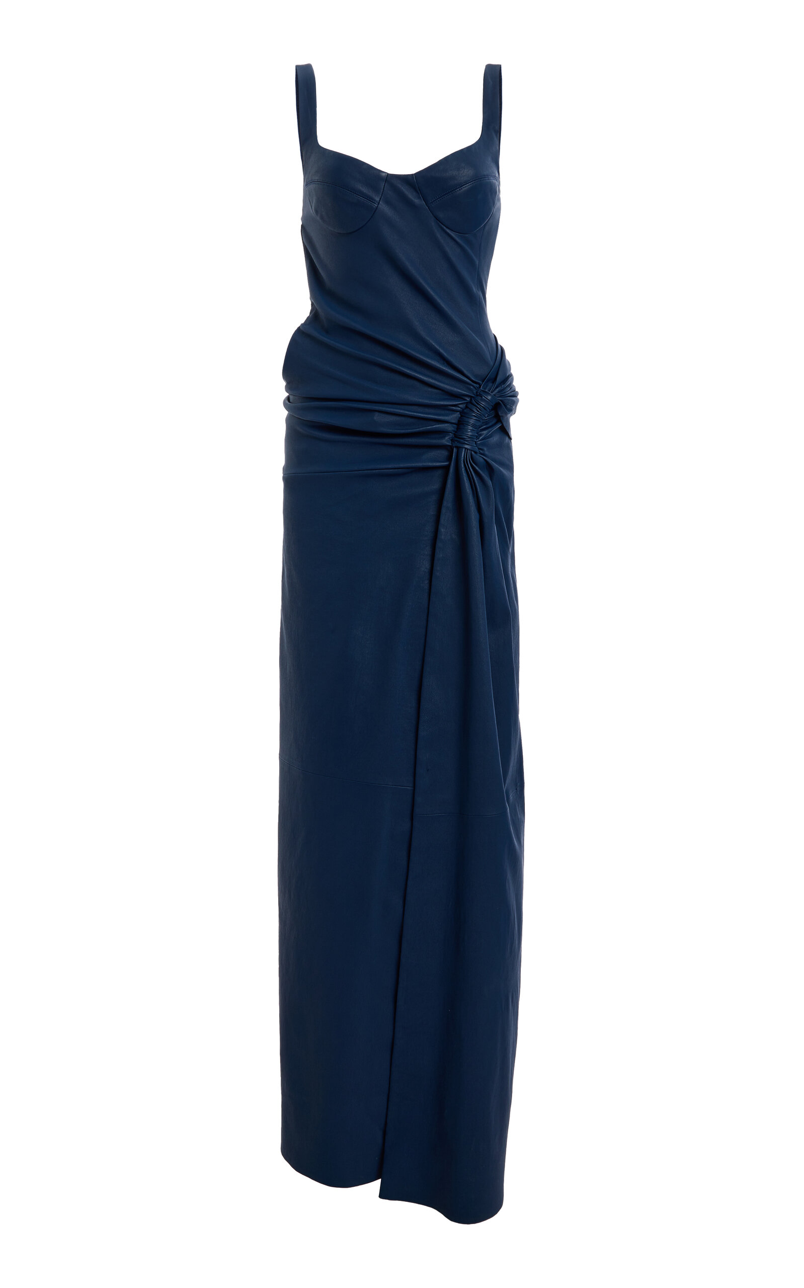 Simkhai Lyle Draped Leather Dress In Blue