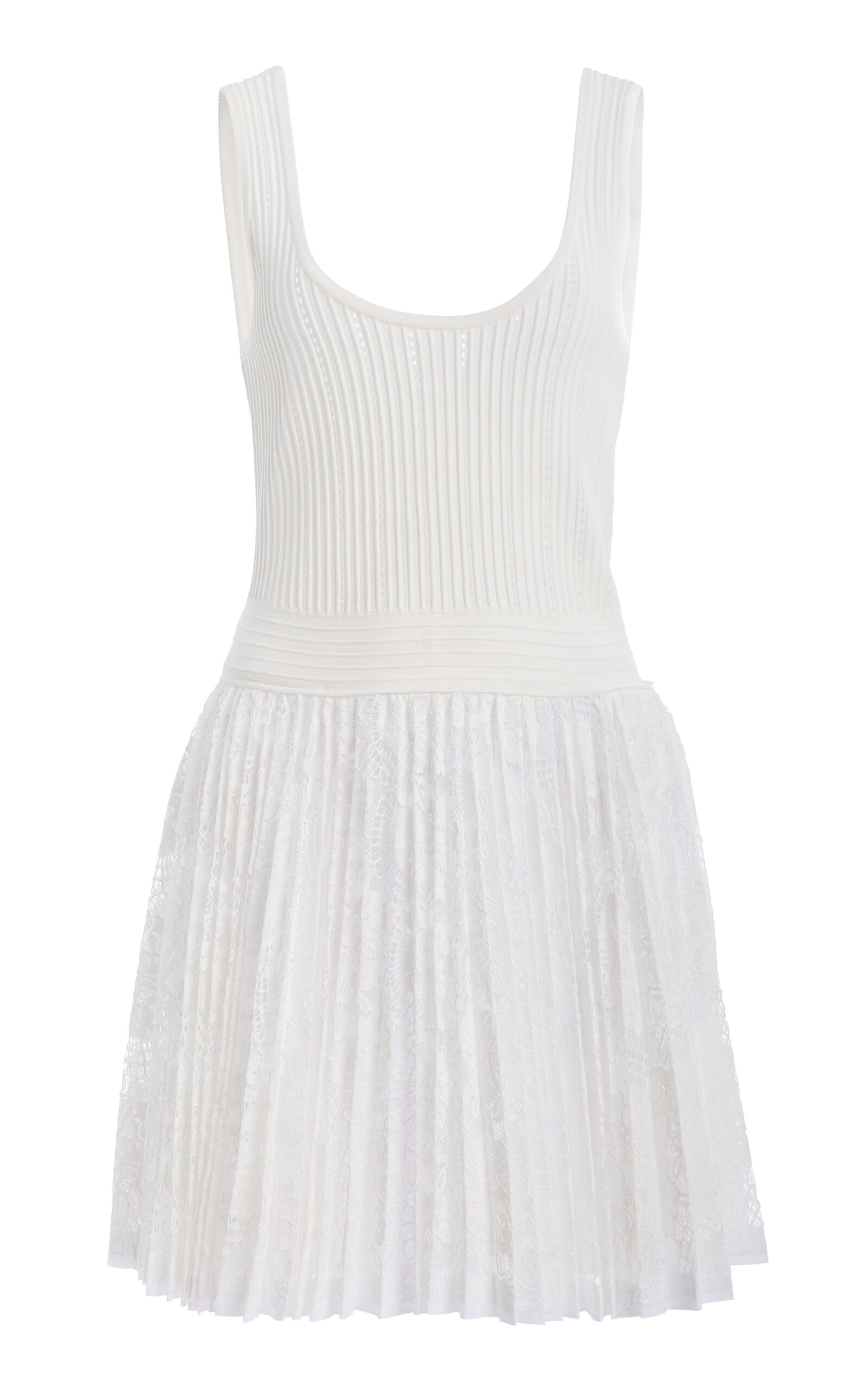 SIMKHAI Ellis Cotton Knit Lace Mini Dress - Ivory