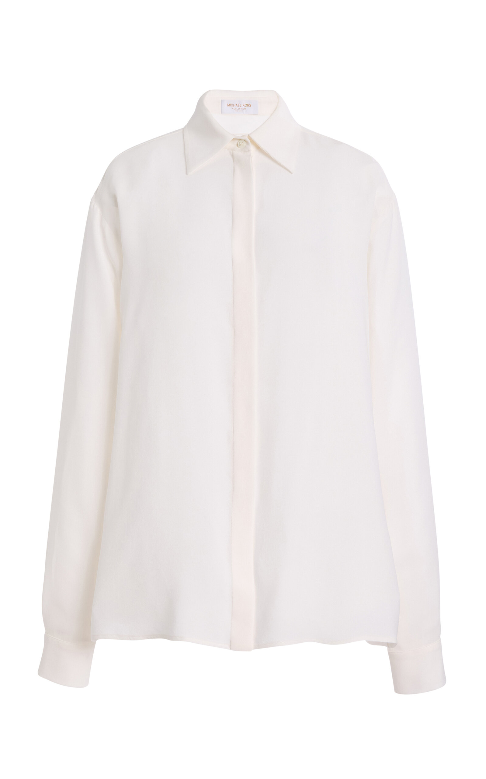 Michael Kors Relaxed Boyfriend Silk Georgette Button-down Shirt In White