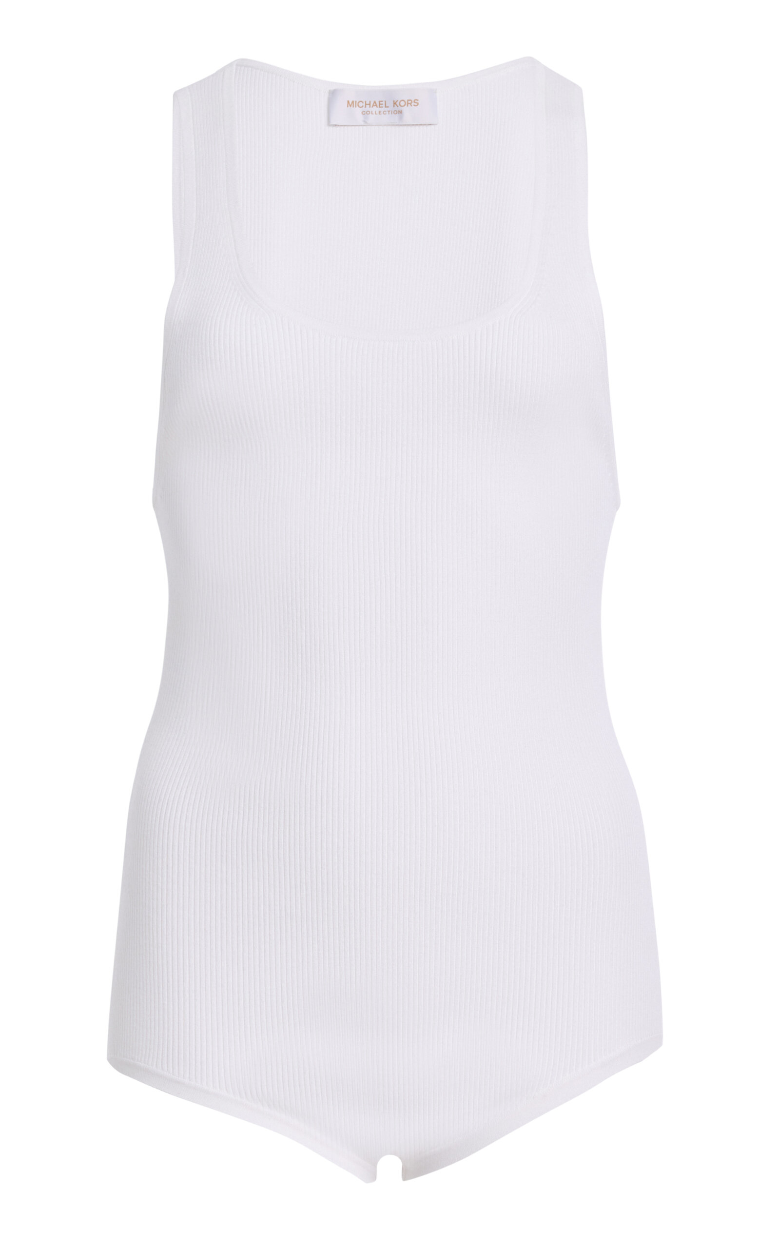 Michael Kors Scoop Neck Ribbed Bodysuit In White