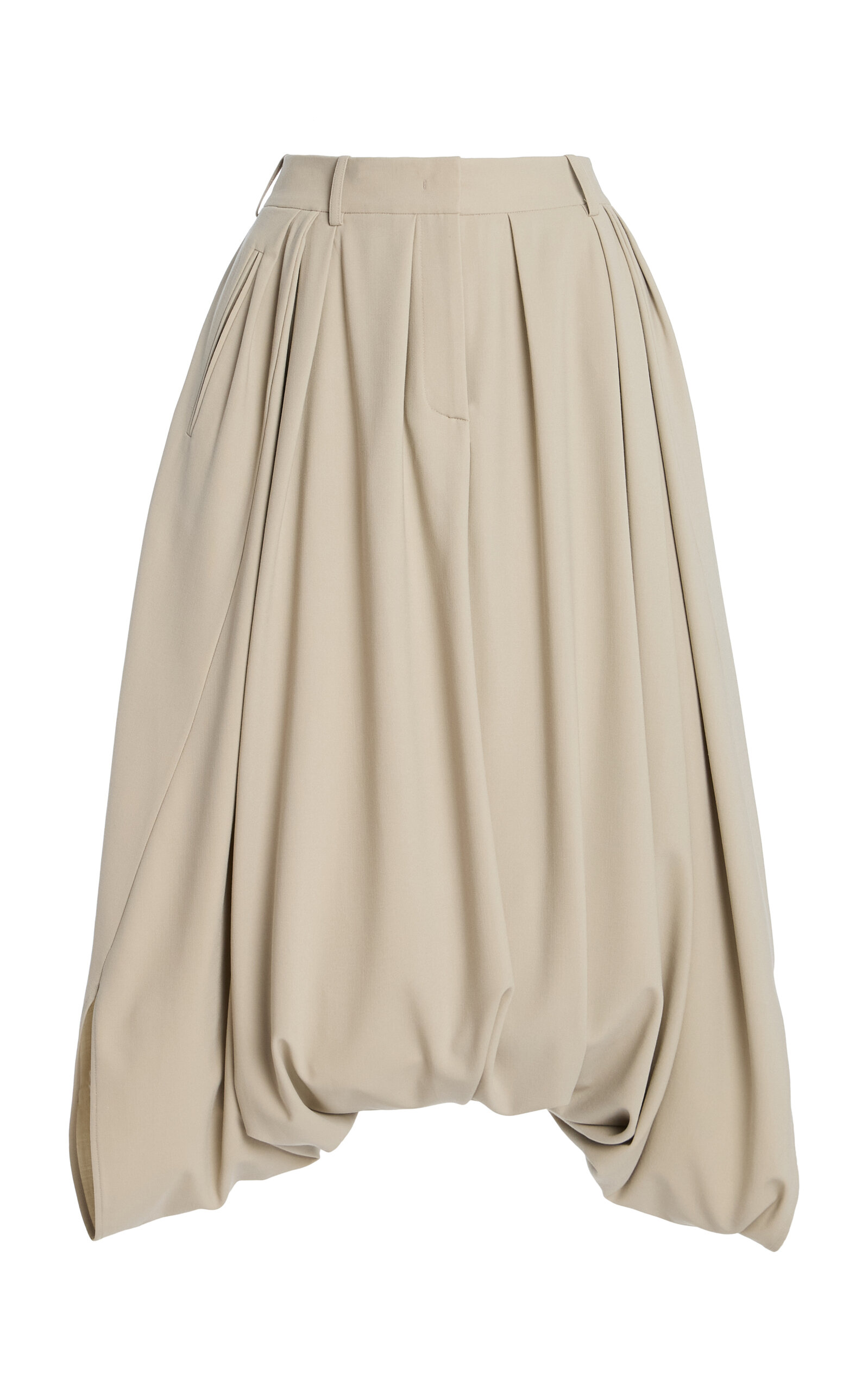 Michael Kors Draped Stretch-tissue Wool Crepe Culottes In Neutral