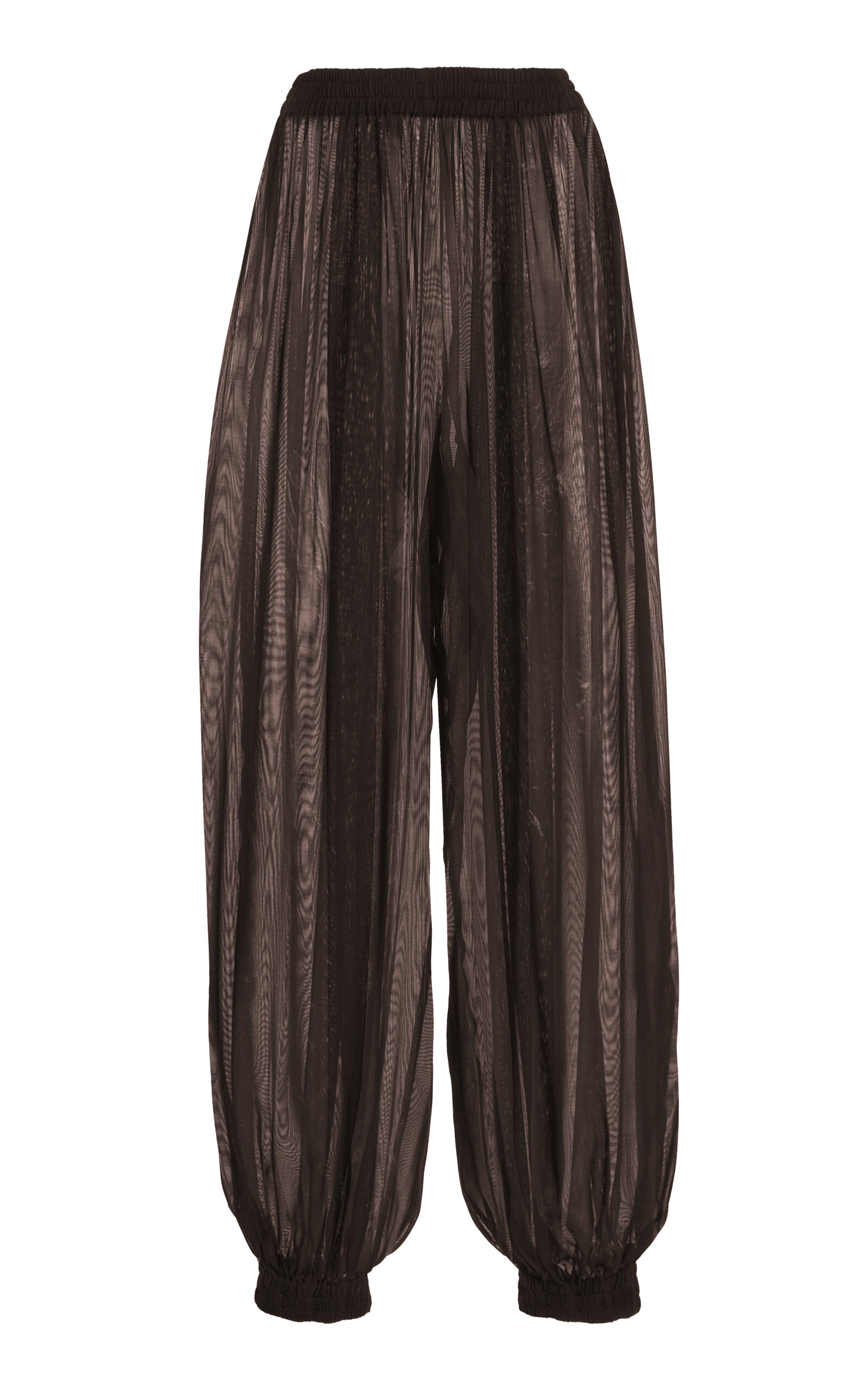 Michael Kors Sheer Silk Voile Straight-leg Pants In Brown