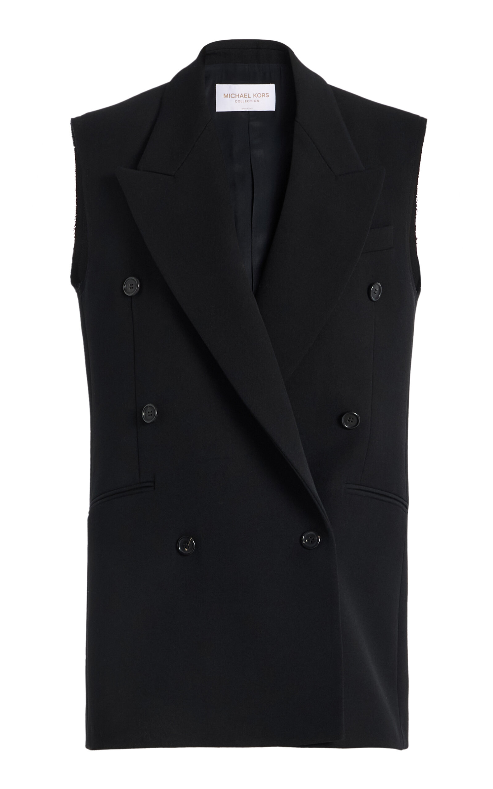 Michael Kors Frayed Wool Gabardine Vest In Black