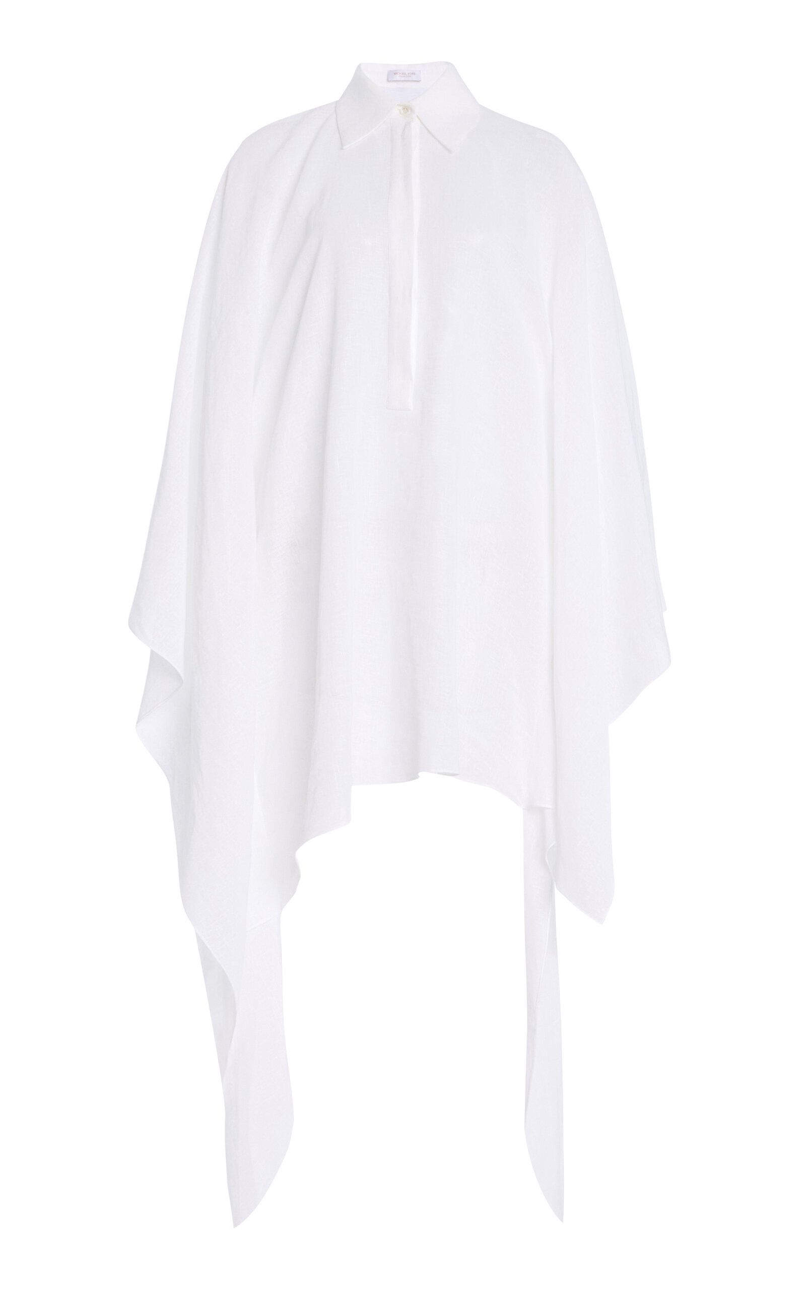 Michael Kors Asymmetric Linen Crepe Gauze Caftan In White