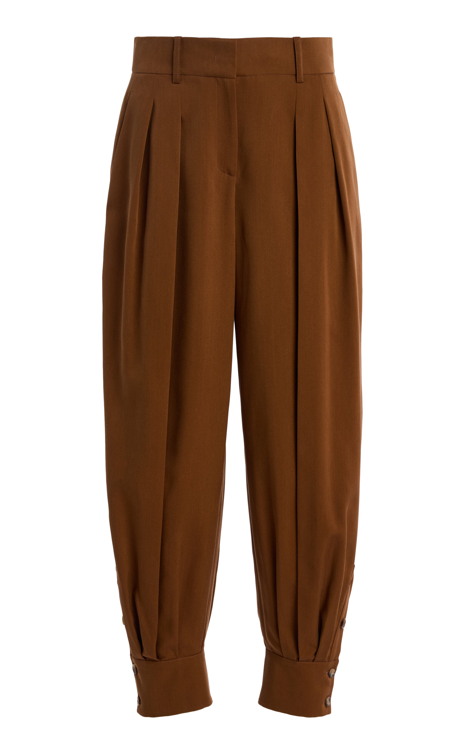 Michael Kors Cuffed Washed-silk Gabardine Tapered-leg Pants In Brown