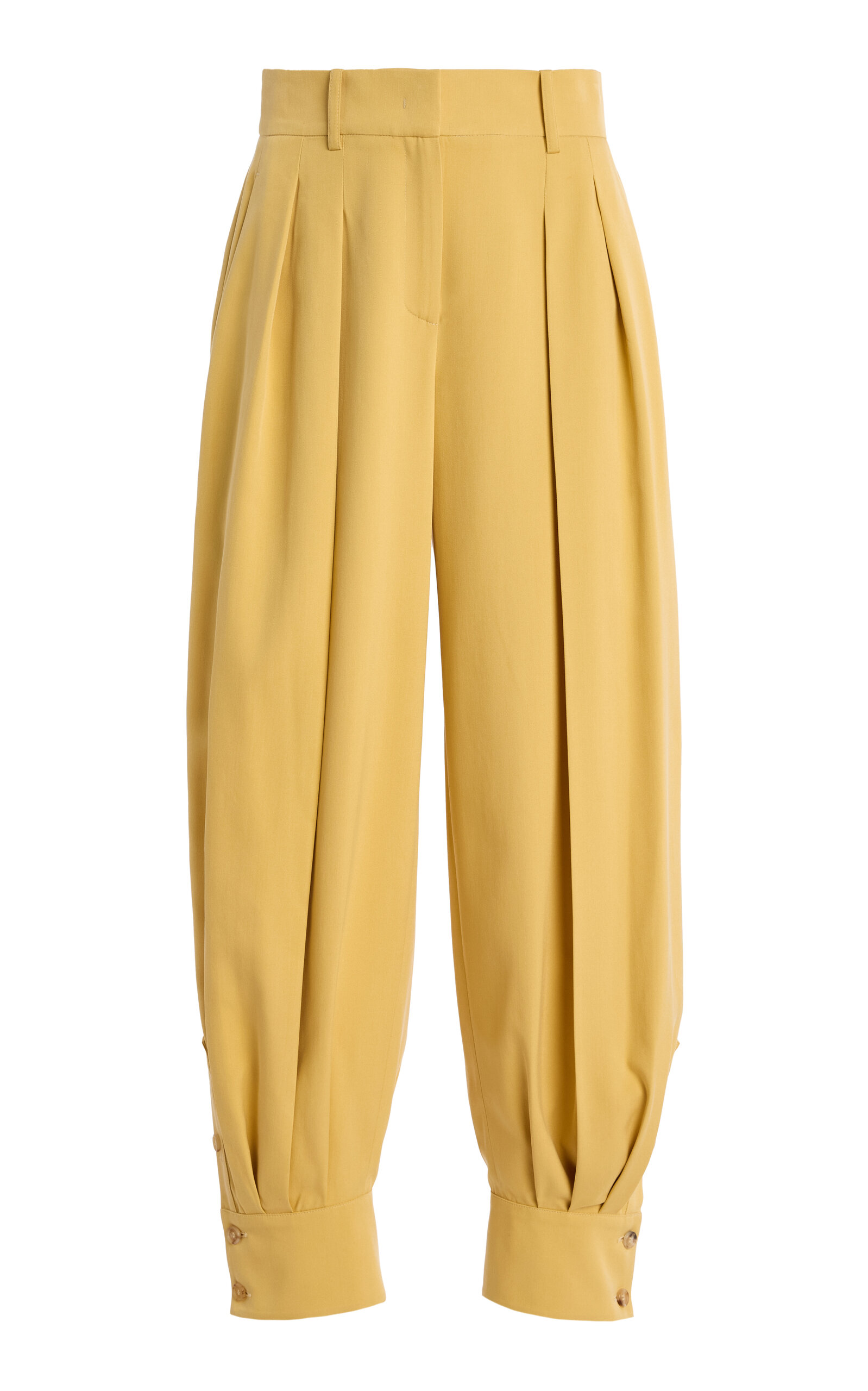 Michael Kors Cuffed Washed-silk Gabardine Tapered-leg Pants In Gold