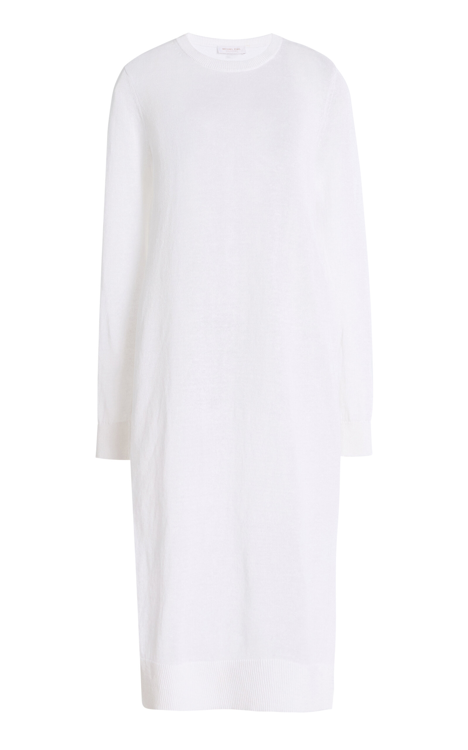 Michael Kors Side Slit Linen-cotton Tunic Top In White