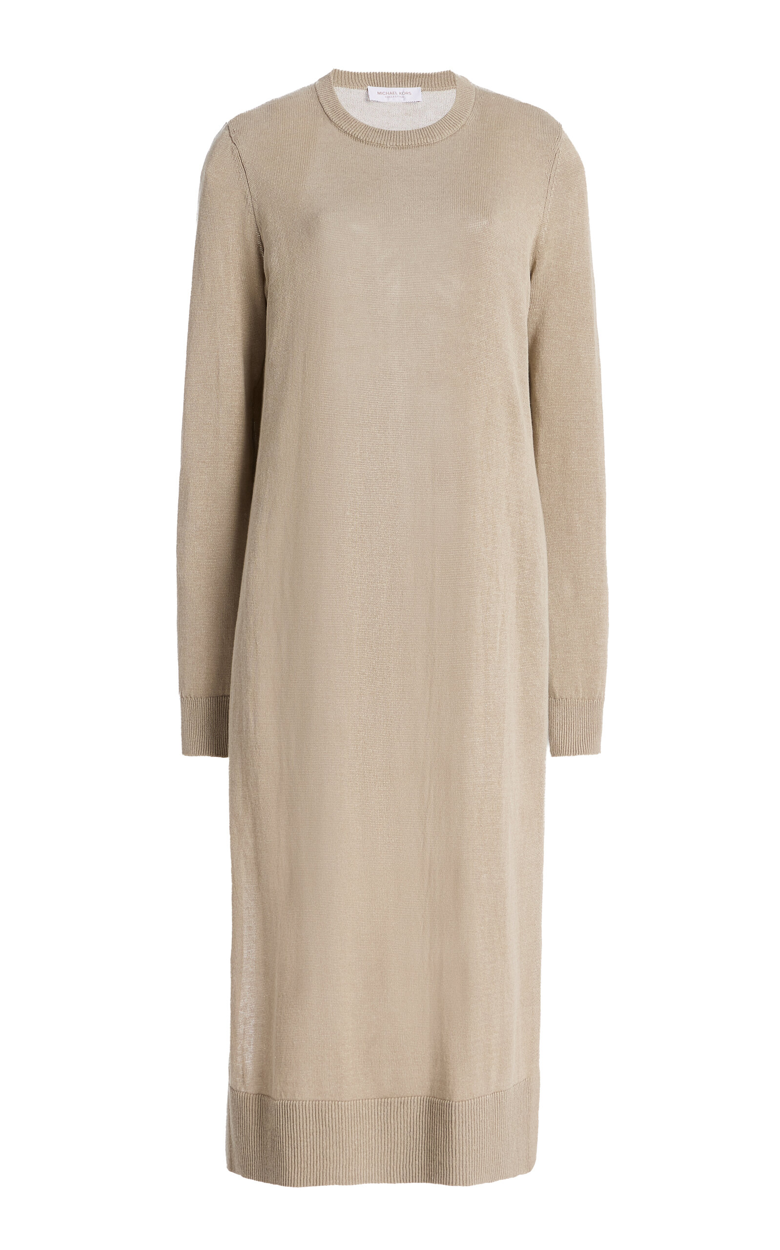 Michael Kors Side Slit Linen-cotton Tunic Top In Neutral