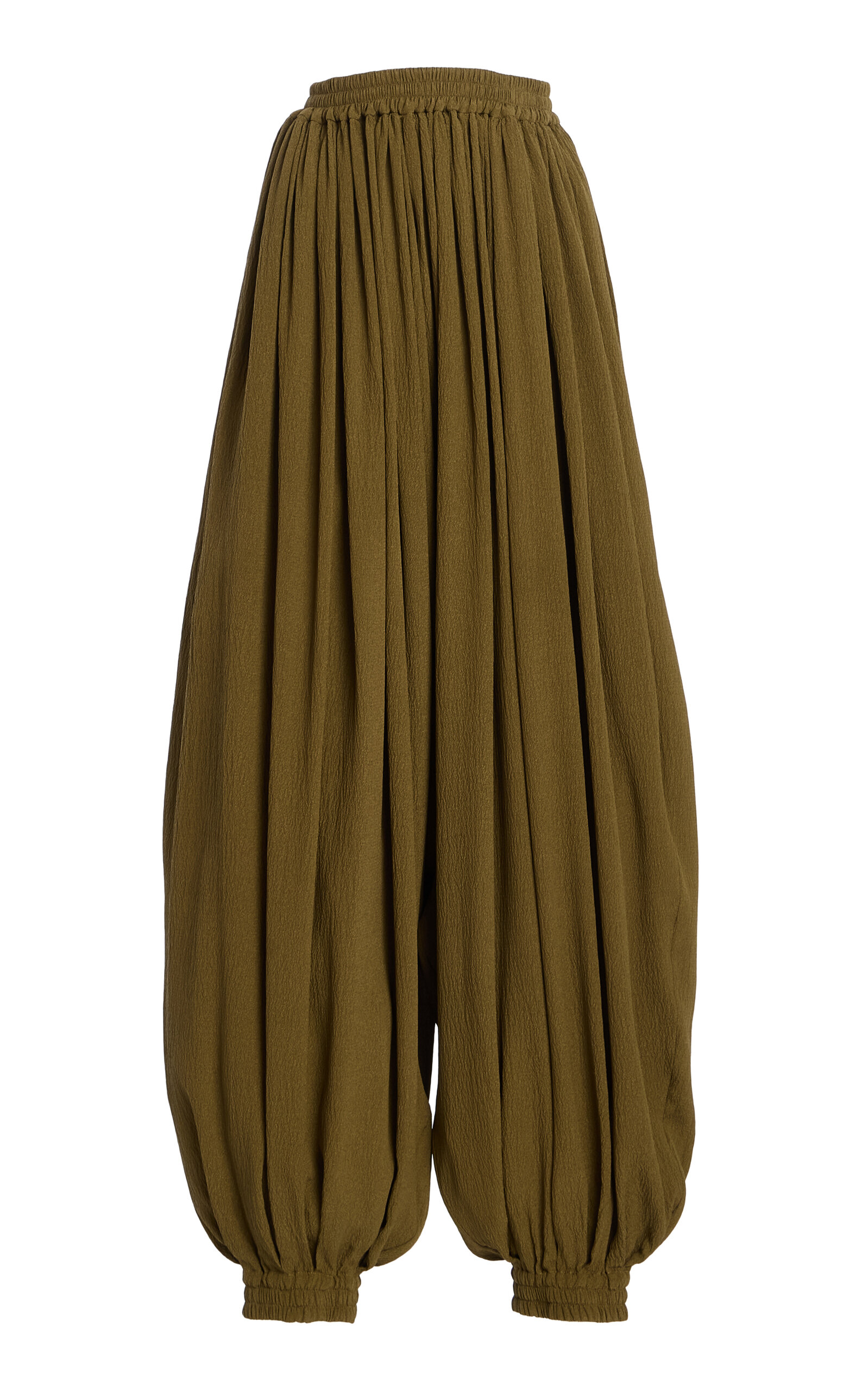 Michael Kors Sarouel Relaxed Silk Seersucker Wide-leg Pants In Brown