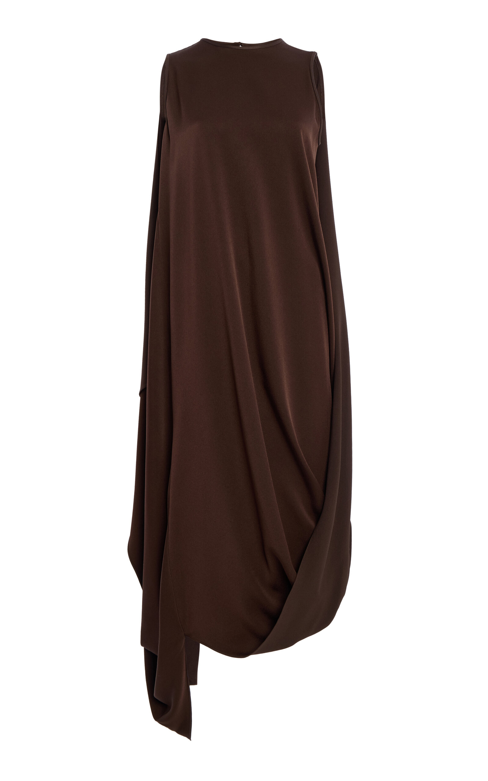 Michael Kors Collection Draped Techno Satin Midi Dress - Brown