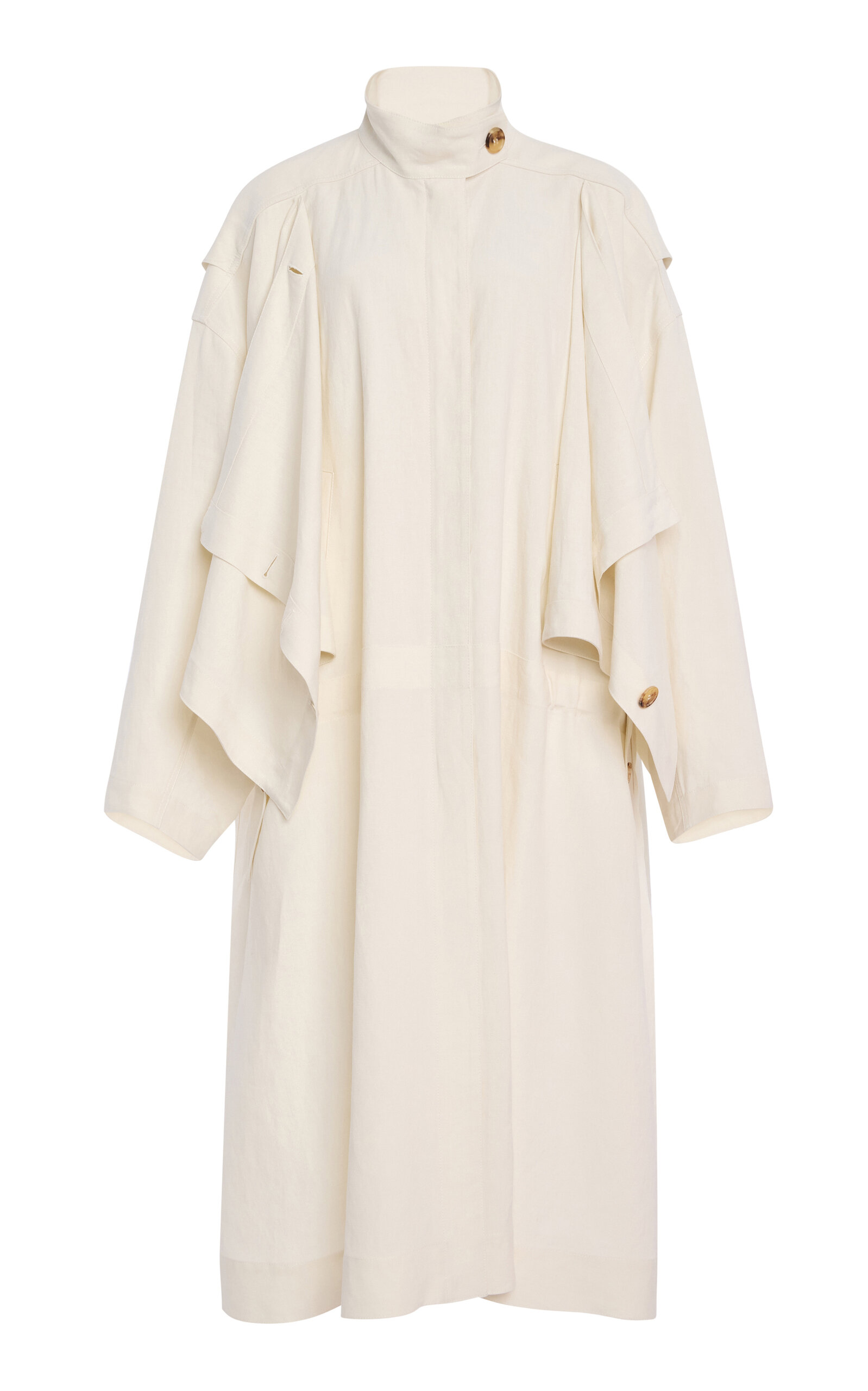 Michael Kors Draped-lapel Sand Washed-linen Suiting Coat In Neutral