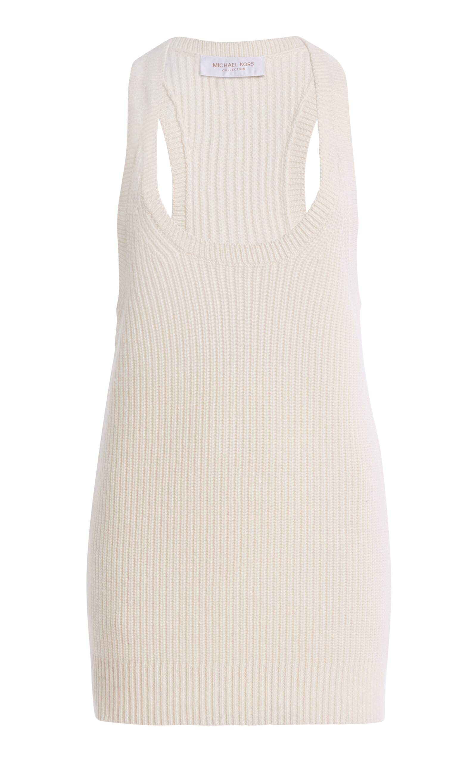 Michael Kors Collection Racer Back Cashmere-Linen Tank Top - Ivory
