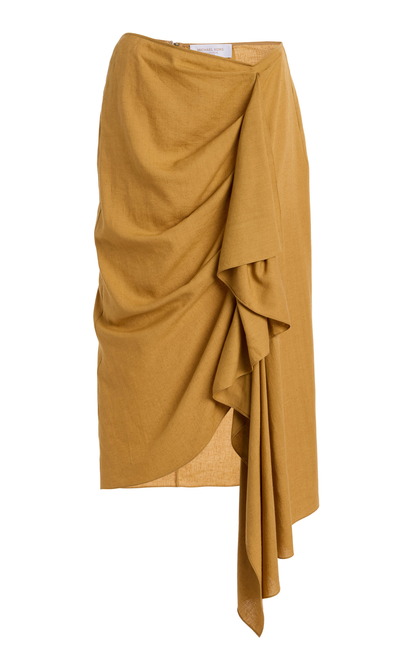 Michael Kors Collection Cascade Washed Viscose-Linen Midi Skirt - Neutral