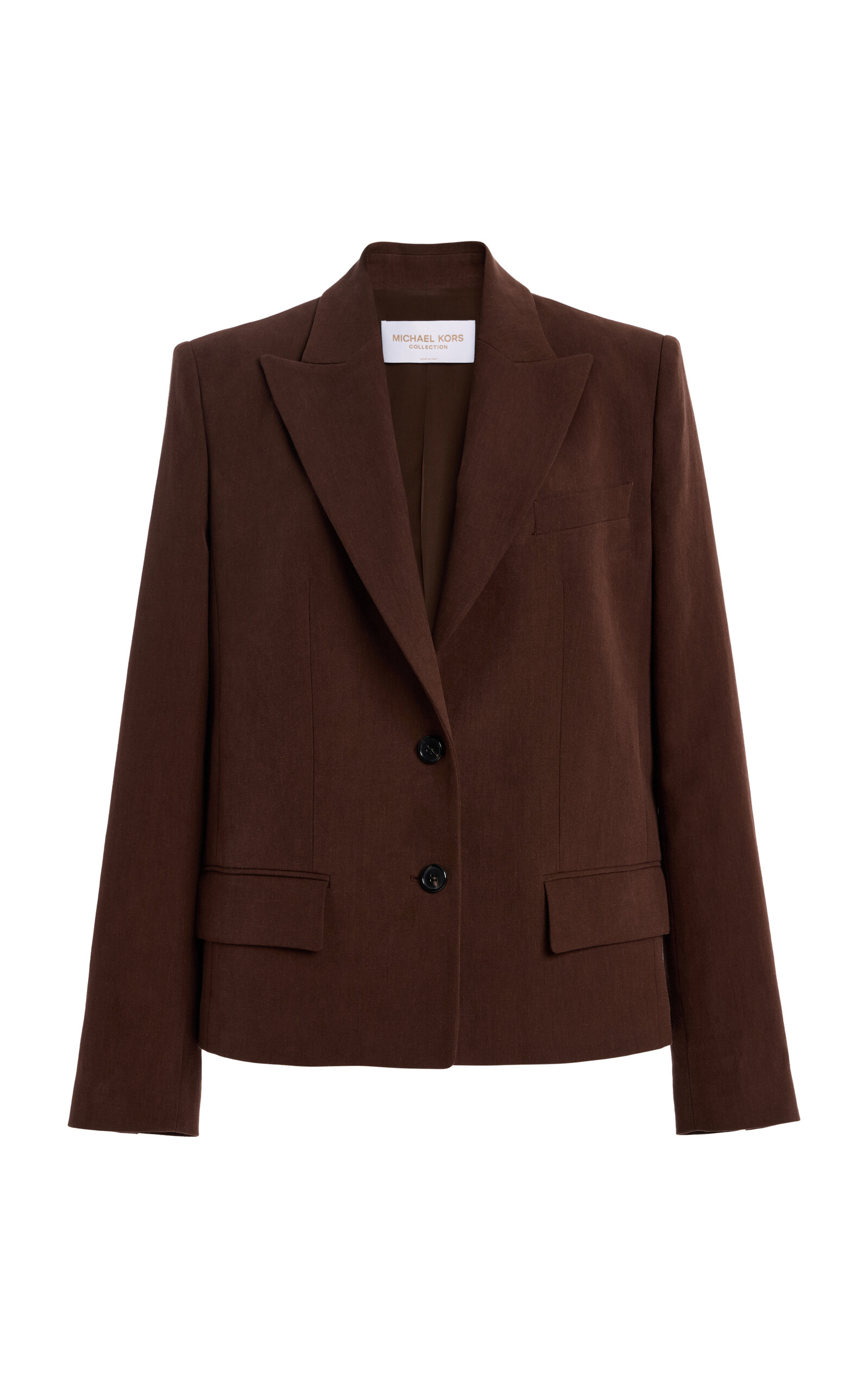 Michael Kors Collection Single-Breasted Sand washed Linen Suiting Blazer - Brown