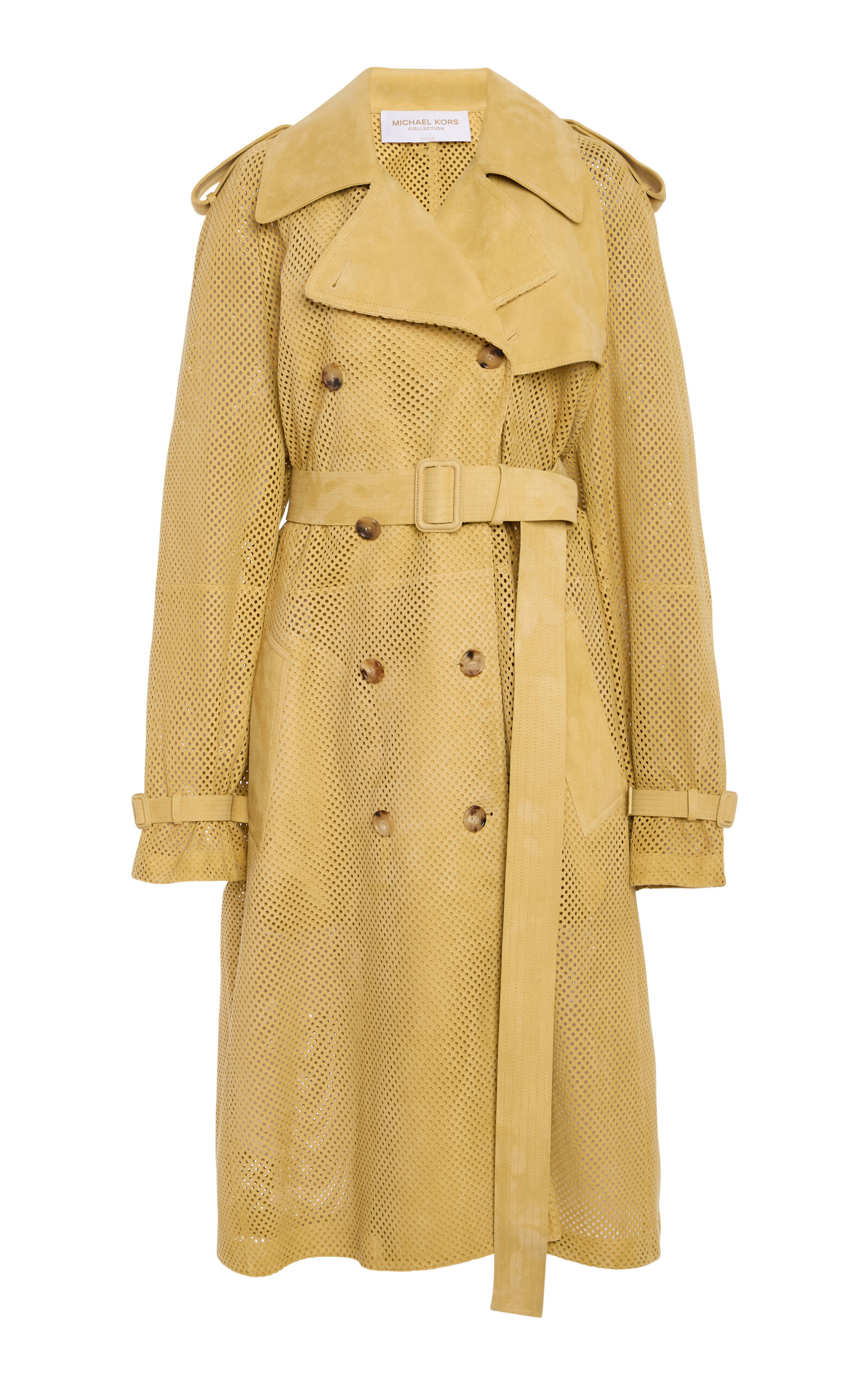 Michael Kors Perforated Suede Trench Coat In Brown