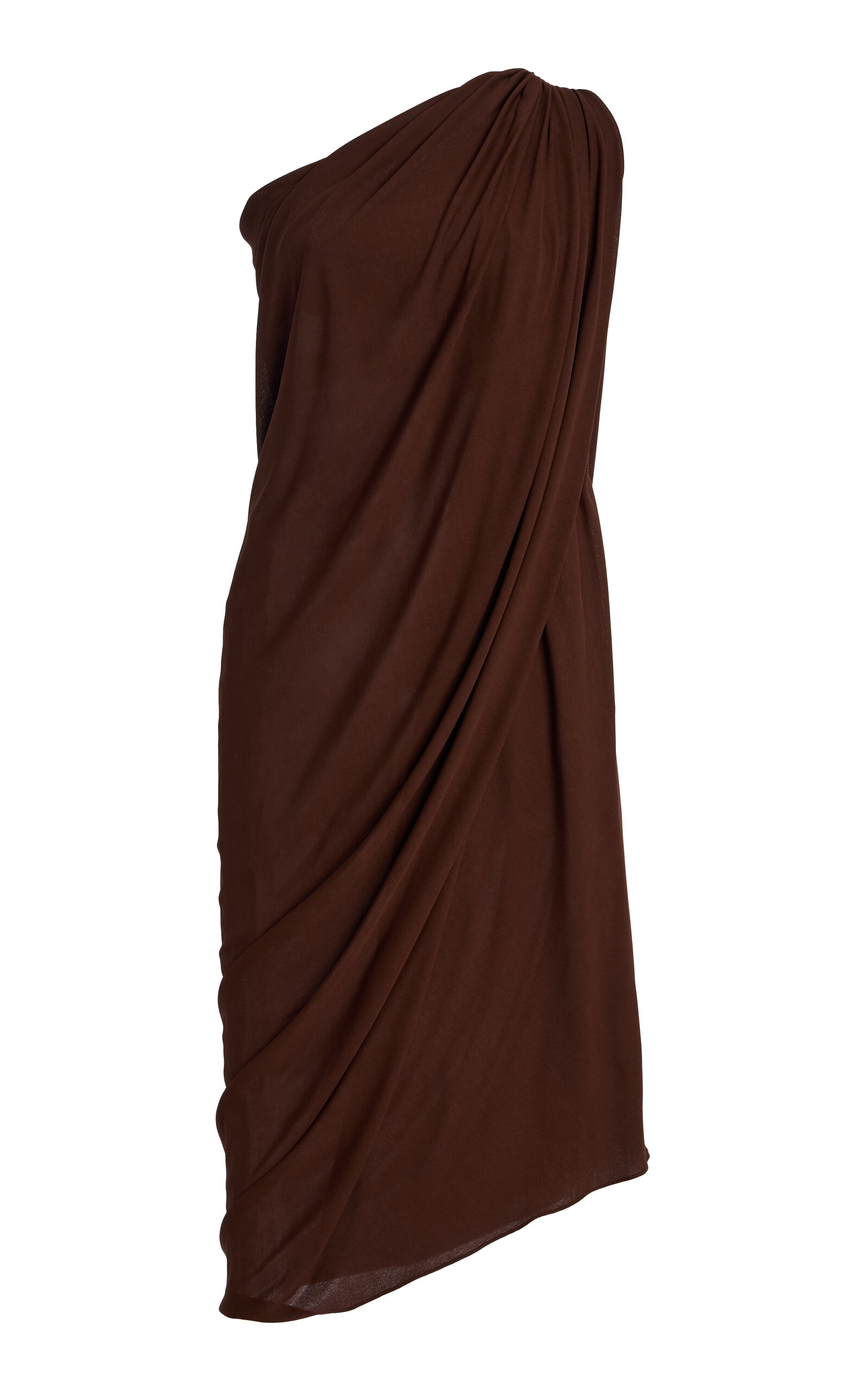 Michael Kors Collection One-Shoulder Georgette Jersey Midi Dress - Brown