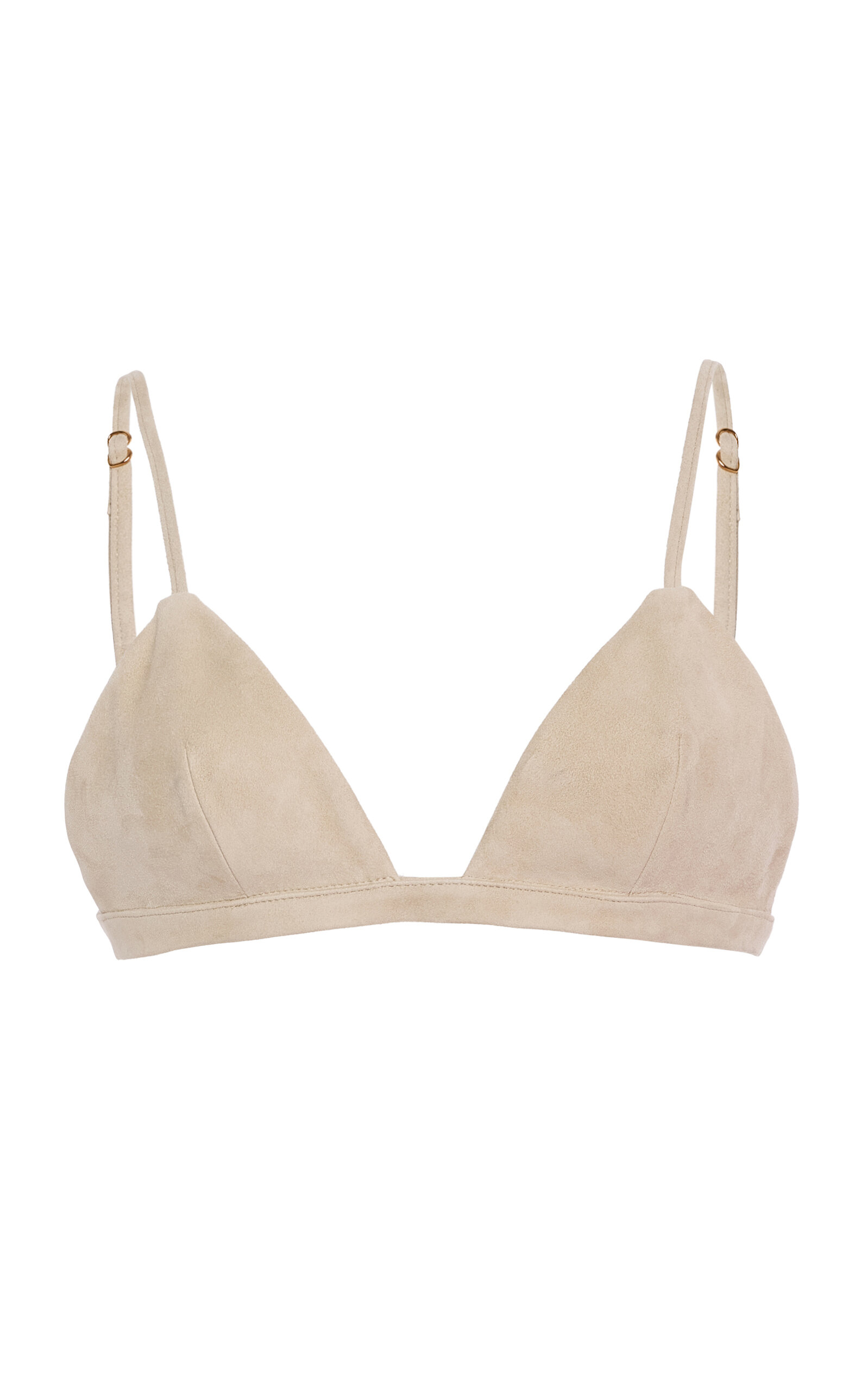 Michael Kors V-neck Bonded Suede Bra Top In Neutral