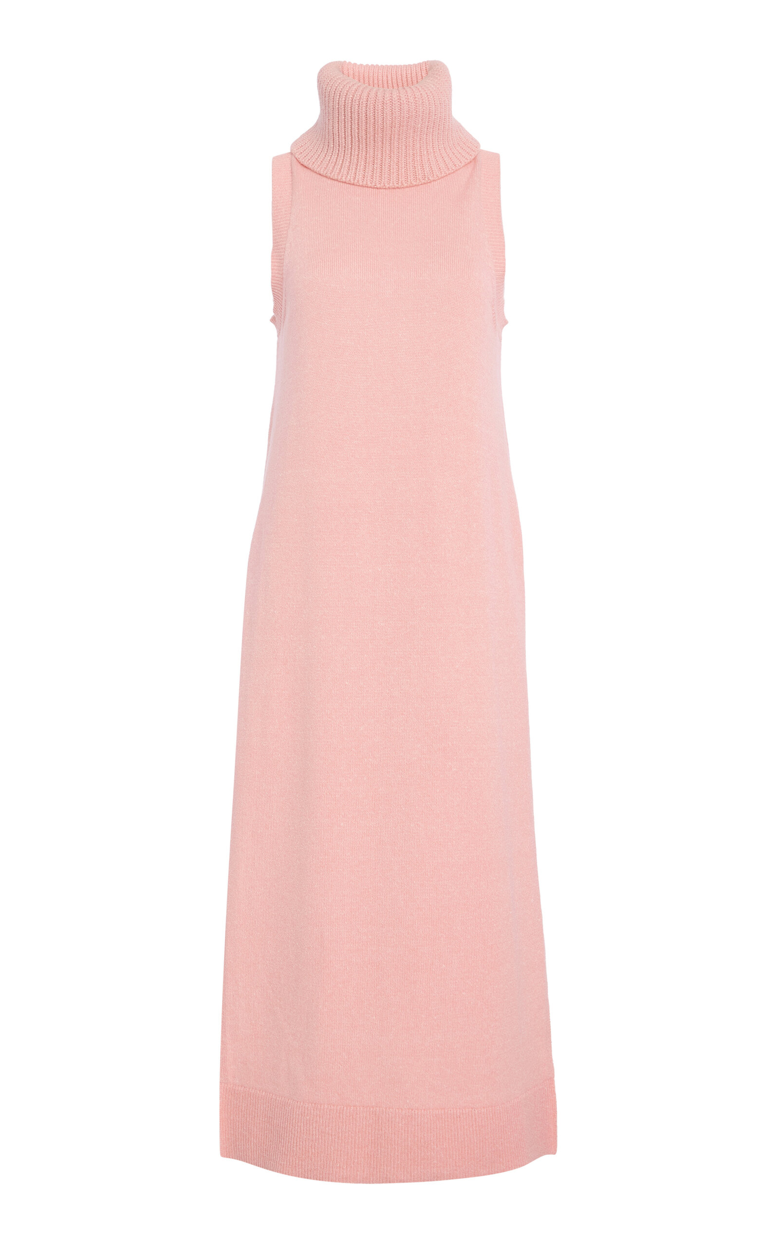 Michael Kors Collection Cowl Neck Cashmere-Linen Tunic Midi Dress - Pink
