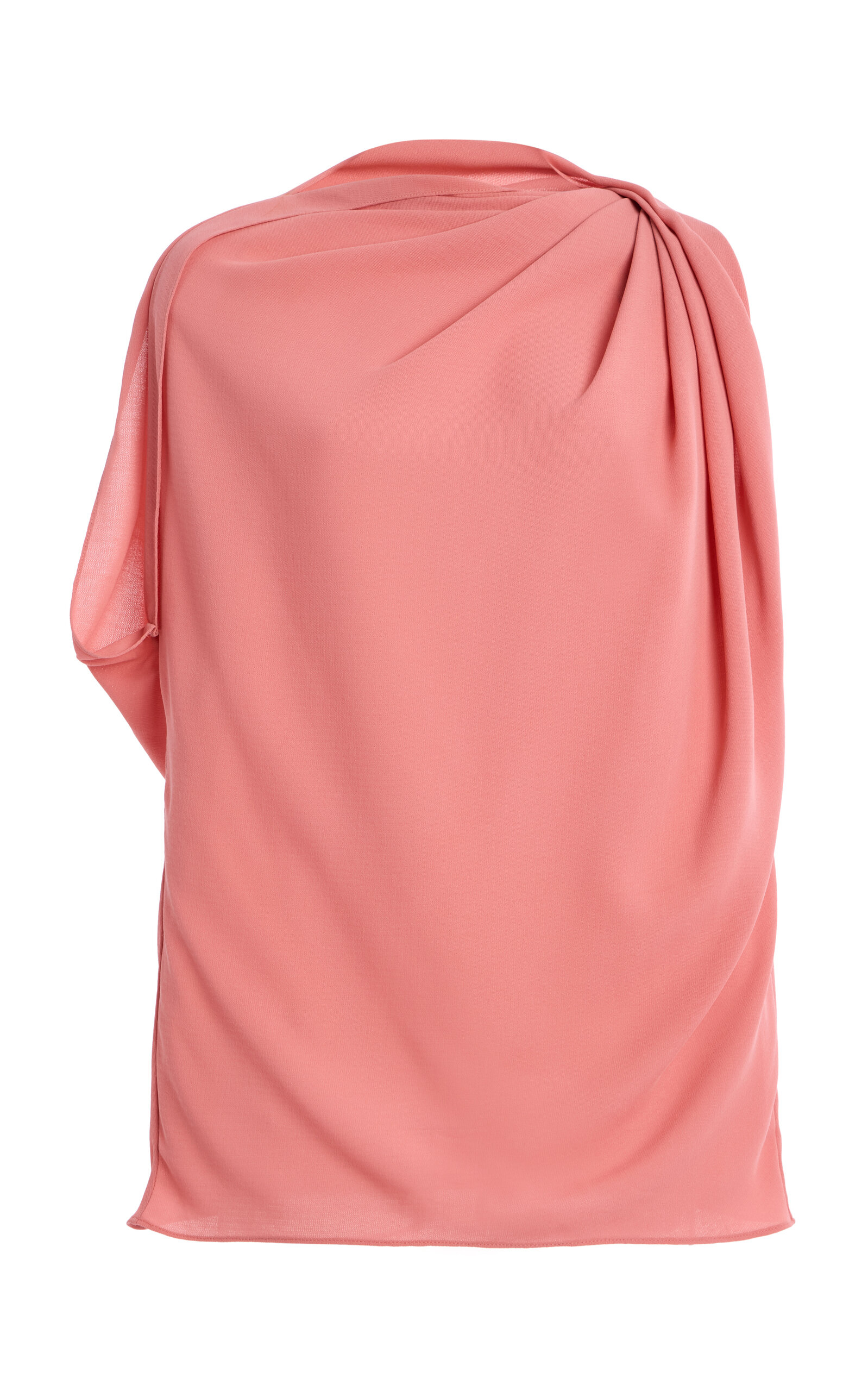 Michael Kors Draped Fluid Wool Crepe Blouse In Pink