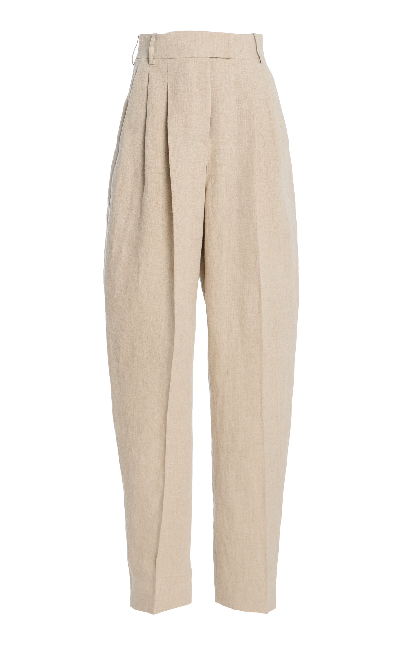 Michael Kors Pleated Linen Serge Straight-leg Pants In Neutral