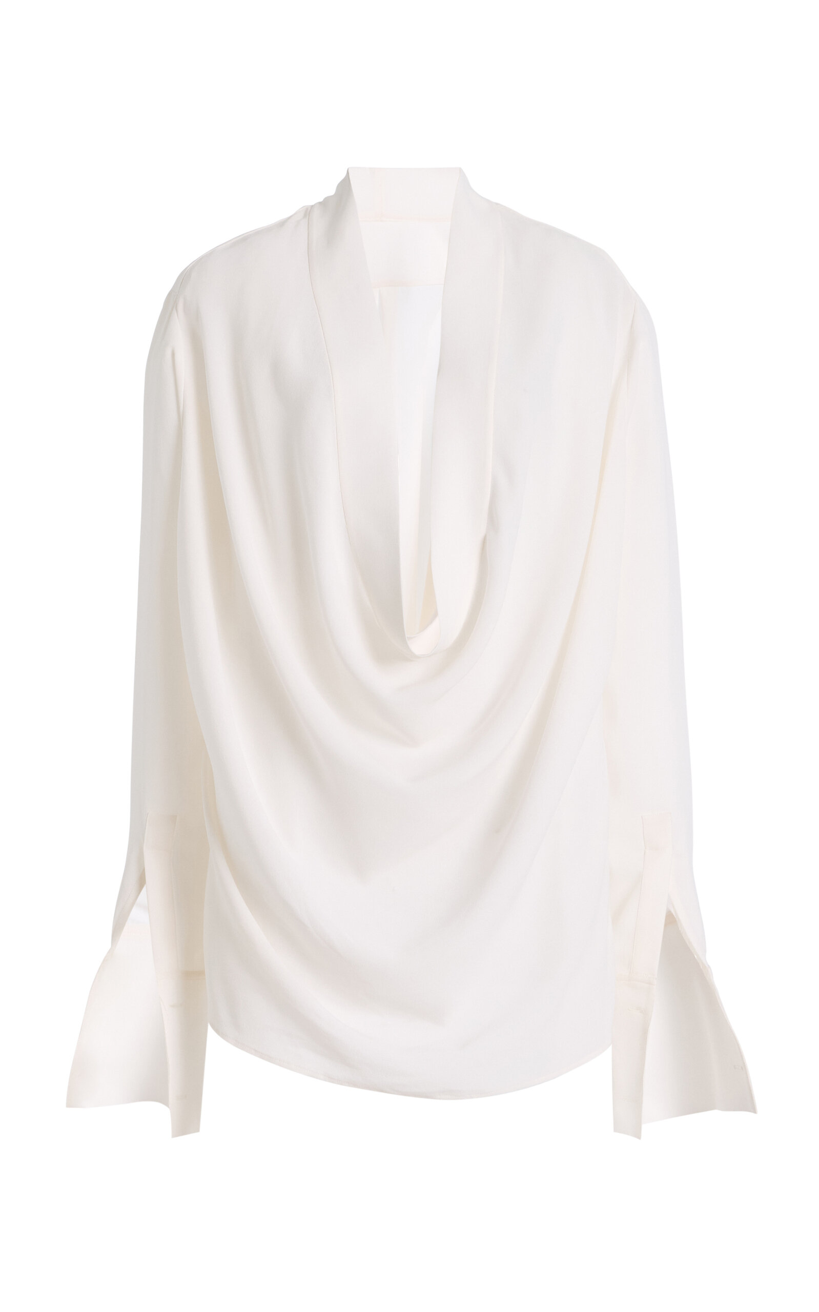 Michael Kors Collection Cowl Neck Silk Georgette Blouse - White