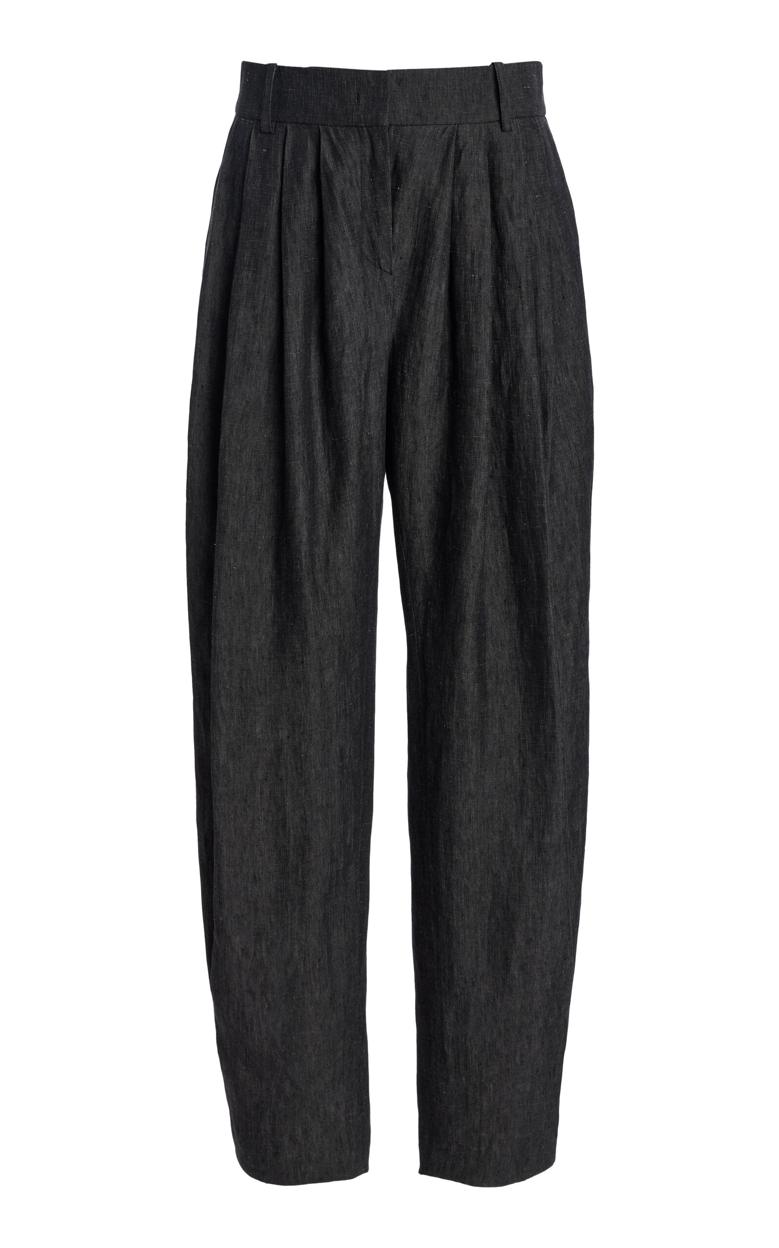 Michael Kors Collection Pleated Sharkskin Linen Barrel Pants - Grey