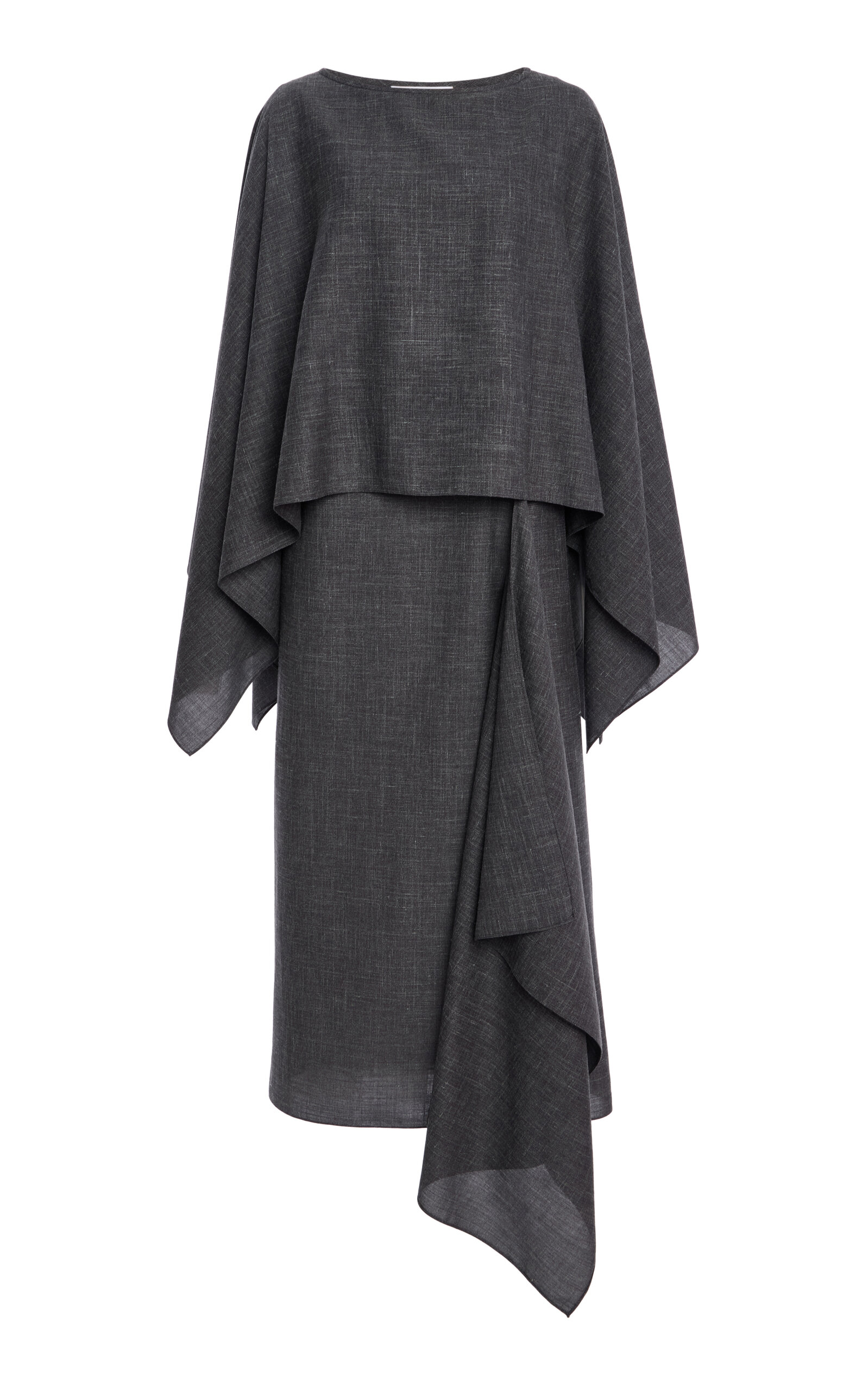 Michael Kors Caftan-top Wool-blend Midi Dress In Black