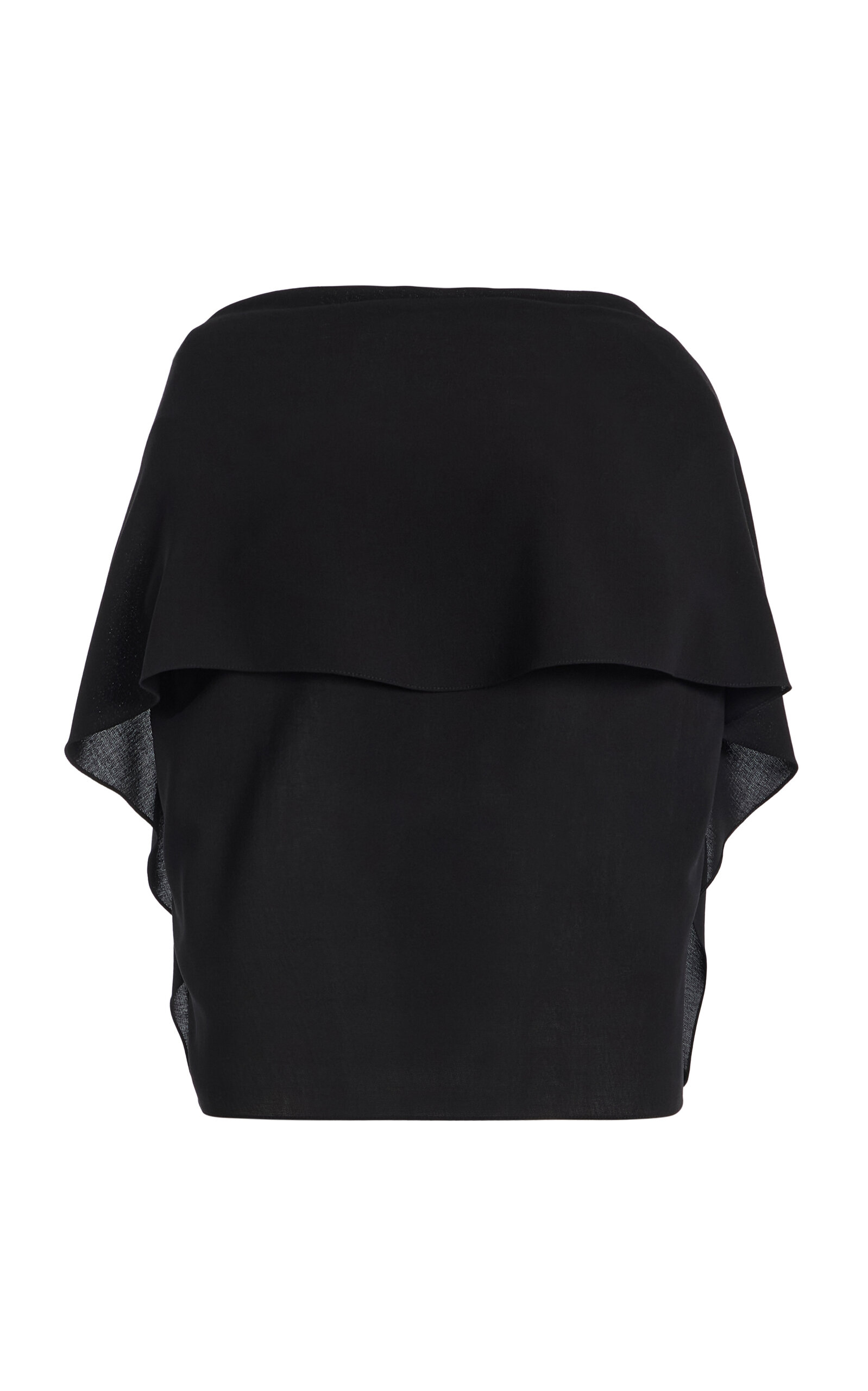 Michael Kors Cape-sleeve Fluid Wool Crepe Blouse In Black