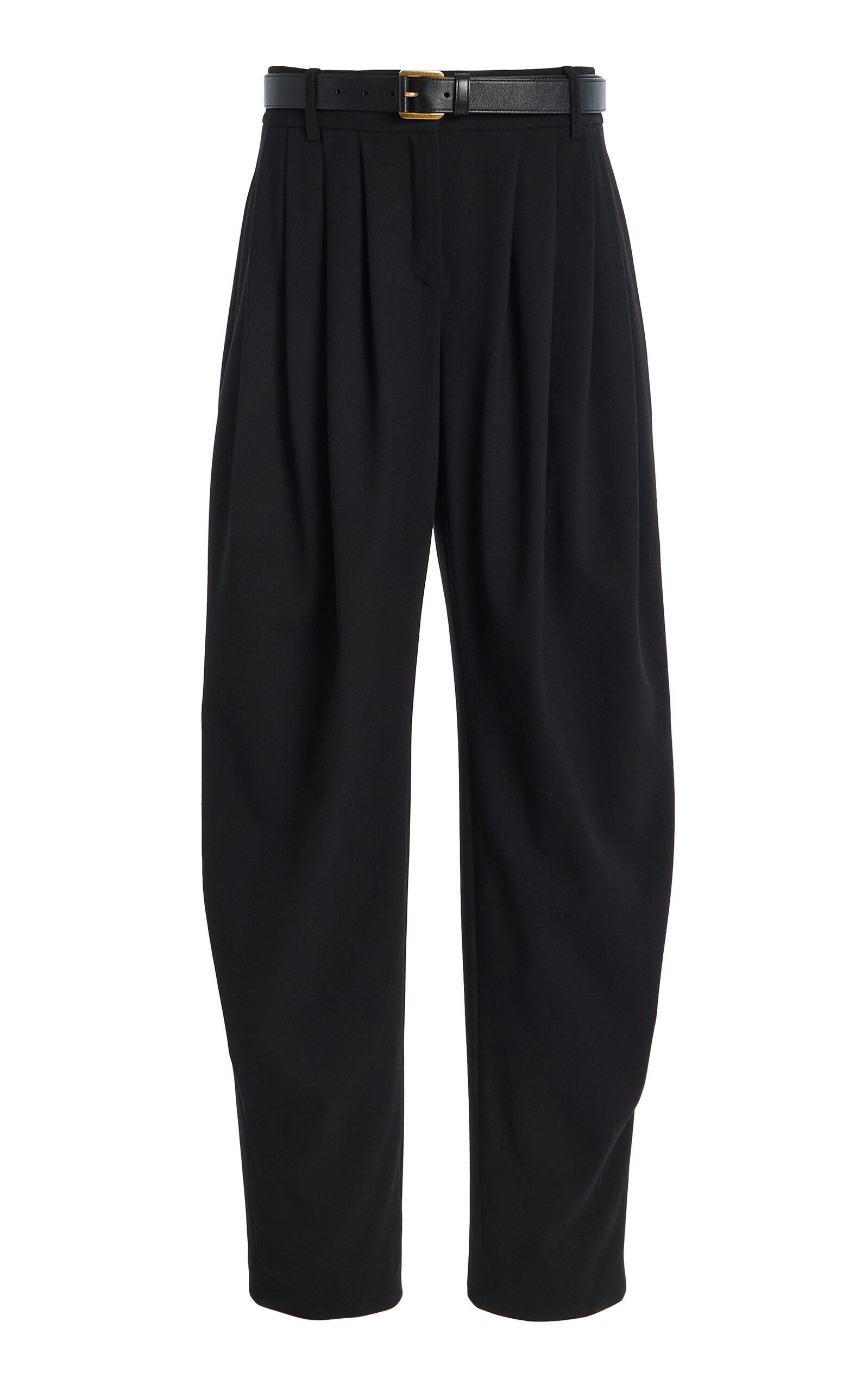 Michael Kors Pleated Stretch Tissue Wool Crepe Barrel Pants In Black