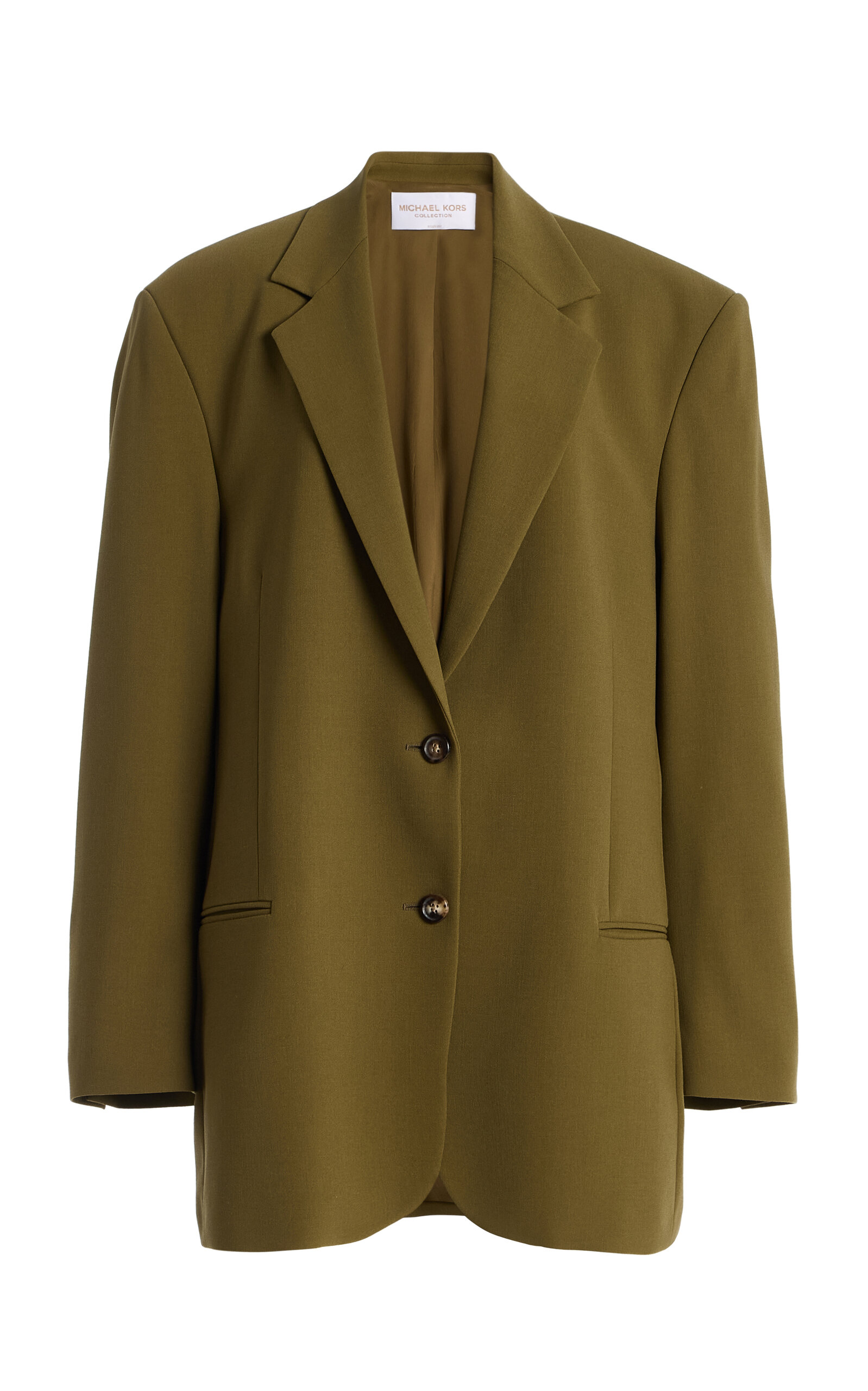 Michael Kors Collection Ryan Single-Breasted Stretch Tissue Wool Crepe Blazer - Olive