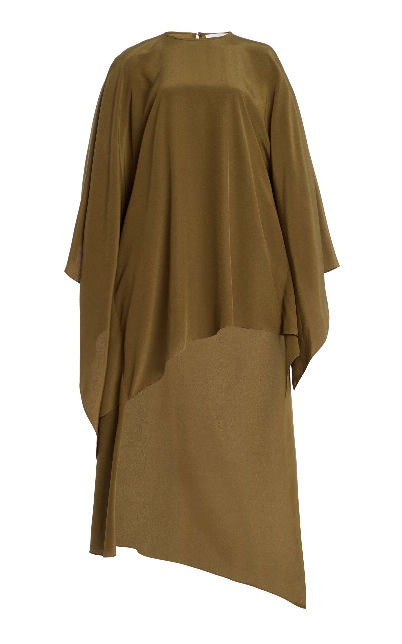Michael Kors Collection Asymmetric Silk Crepe de Chine Caftan Top - Olive - OS